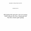 Bồi dưỡng đội ngũ giáo viên các trường THPT Huyện Sóc Sơn, Thành phố Hà Nội theo chuẩn nghề nghiệp