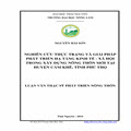 Nghiên cứu thực trạng và giải pháp phát triển hạ tầng kinh tế  -  xã hội trong xây dựng nông thôn mới tại huyện Cẩm Khê, tỉnh Phú Thọ