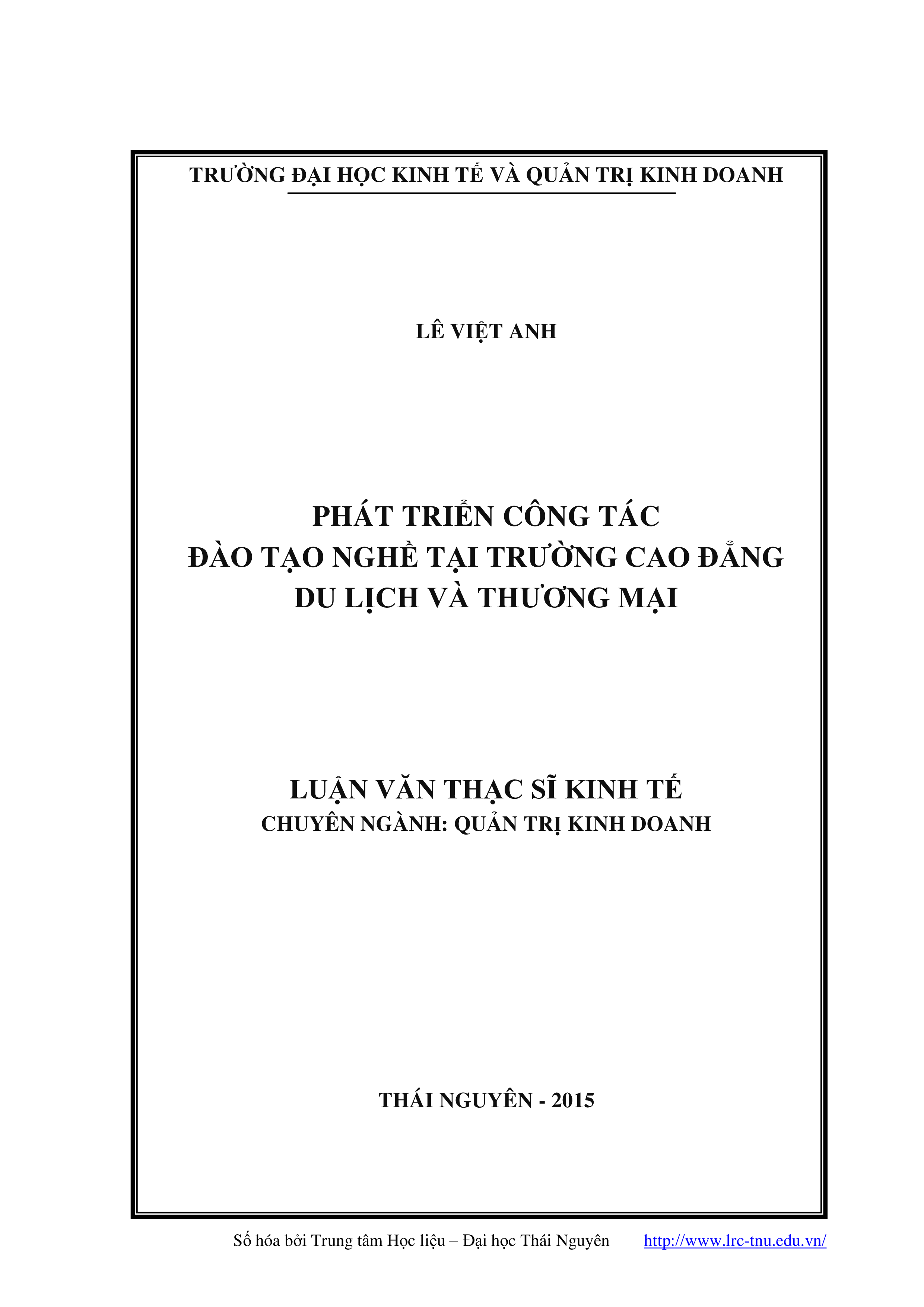 Phát triển công tác đào tạo nghề tại trường cao đẳng du lịch và thương mại