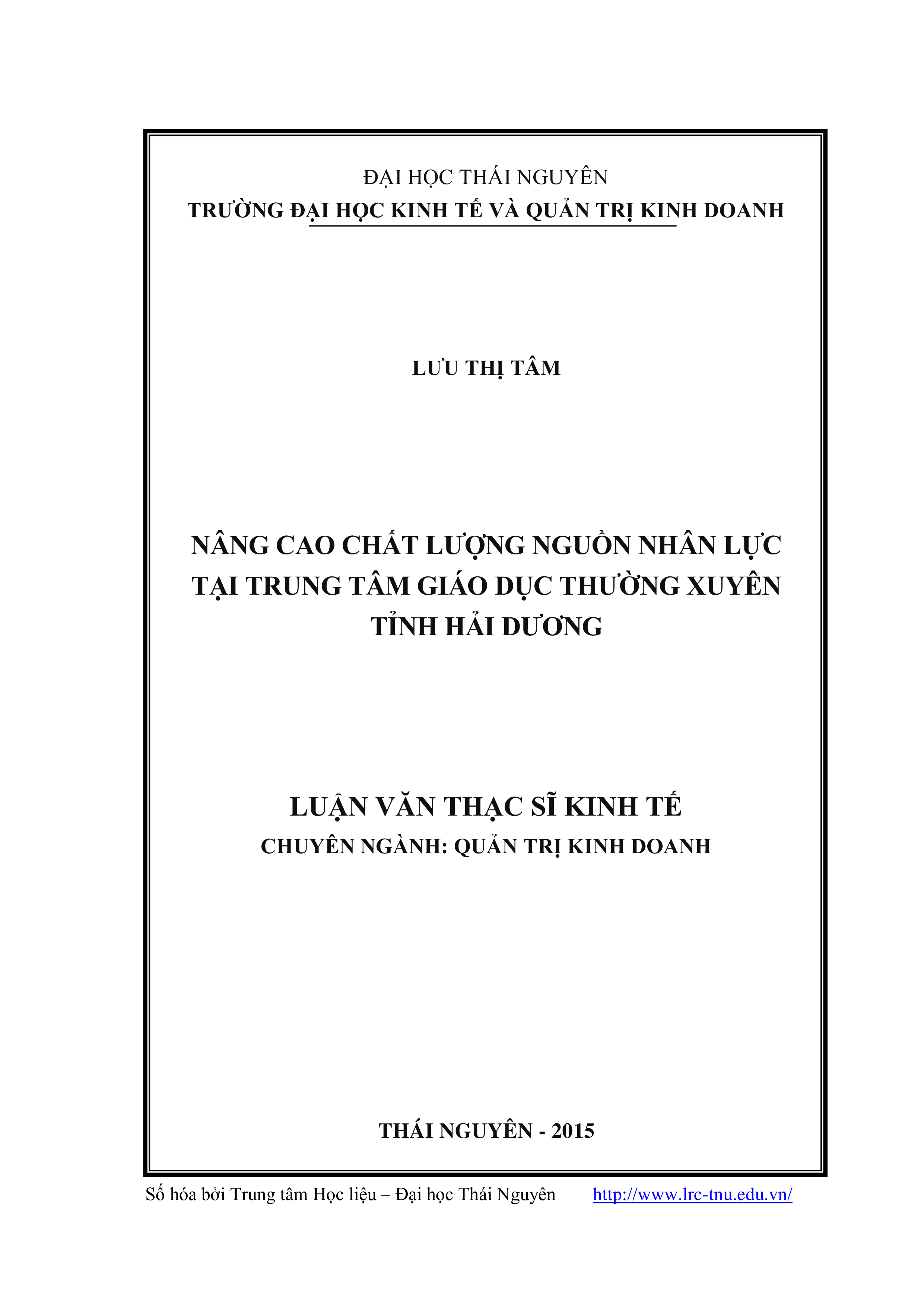 Nâng cao chất lượng nguồn nhân lực tại trung tâm giáo dục thường xuyên tỉnh Hải Dương