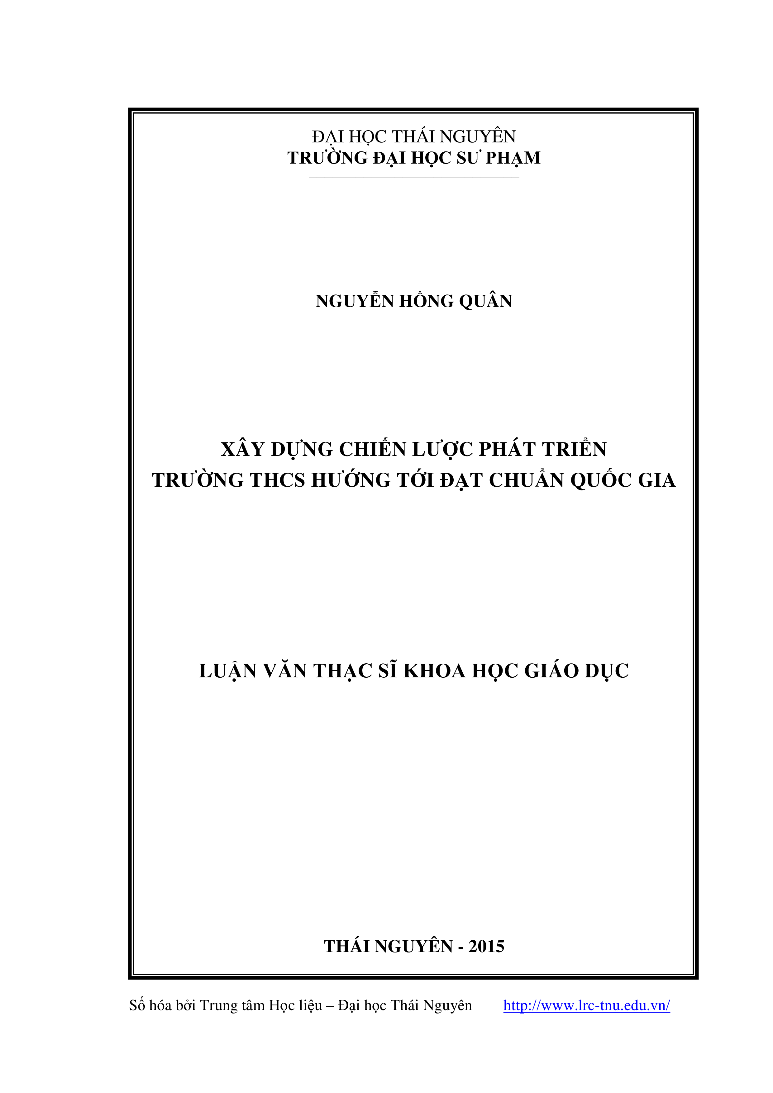 Xây dựng chiến lược phát triển trường trung học cơ sở hướng tới đạt chuẩn quốc gia