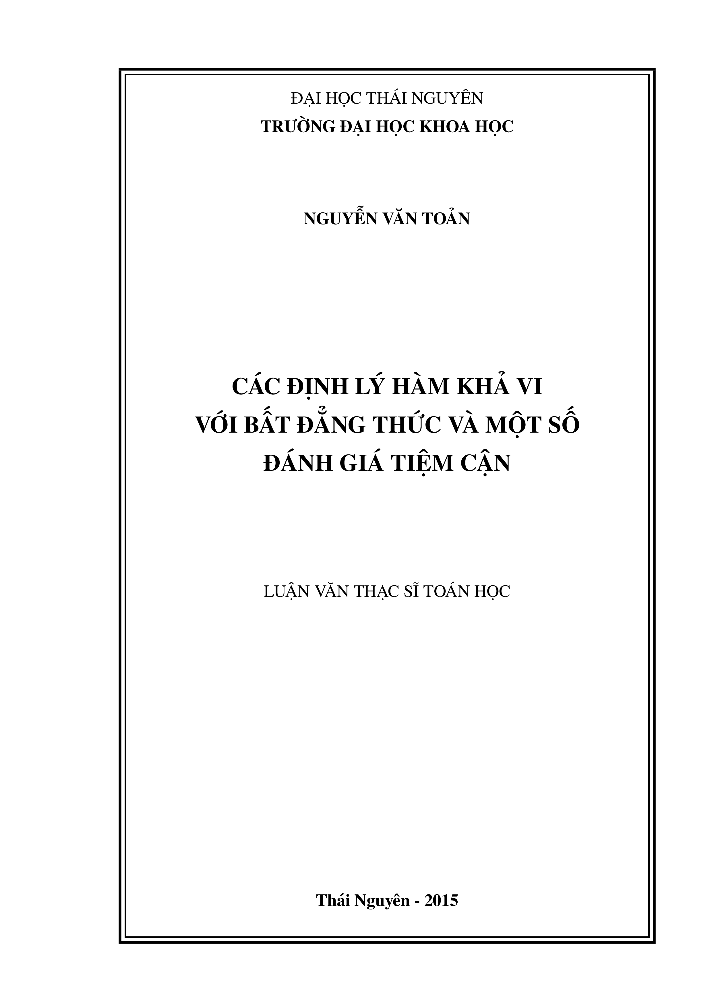 Các định lý hàm khả vi với bất đẳng thức và một số đánh giá tiệm cận