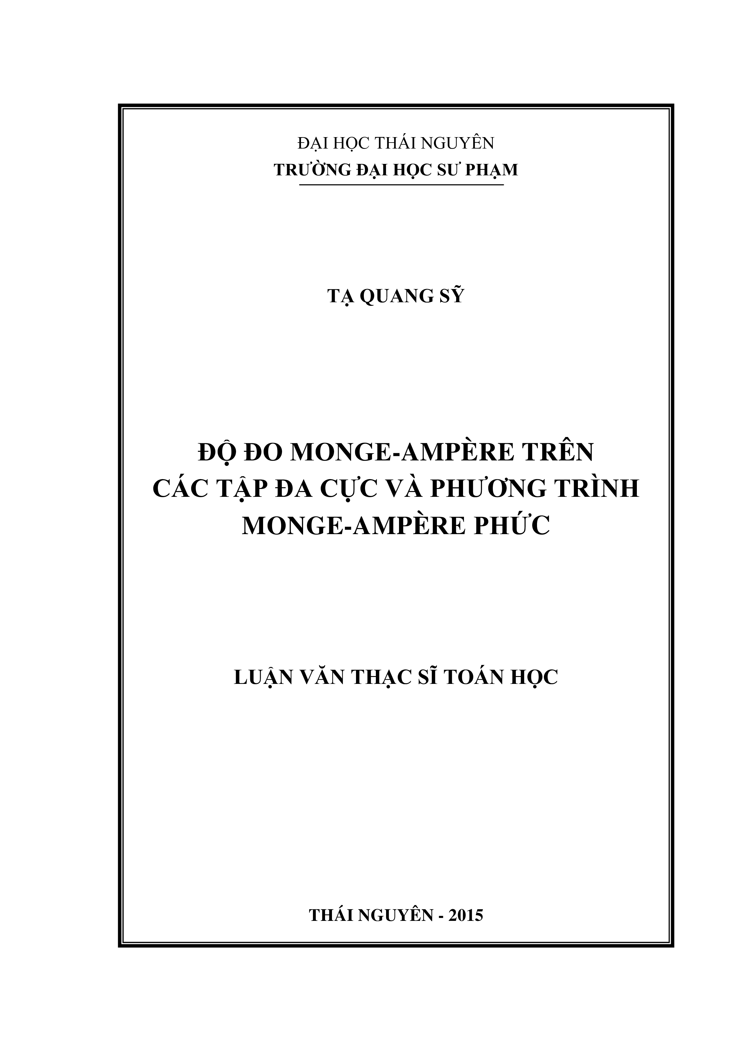 Độ đo Monge-Ampére trên các tập đa cực và phương trình Monge-Ampére phức