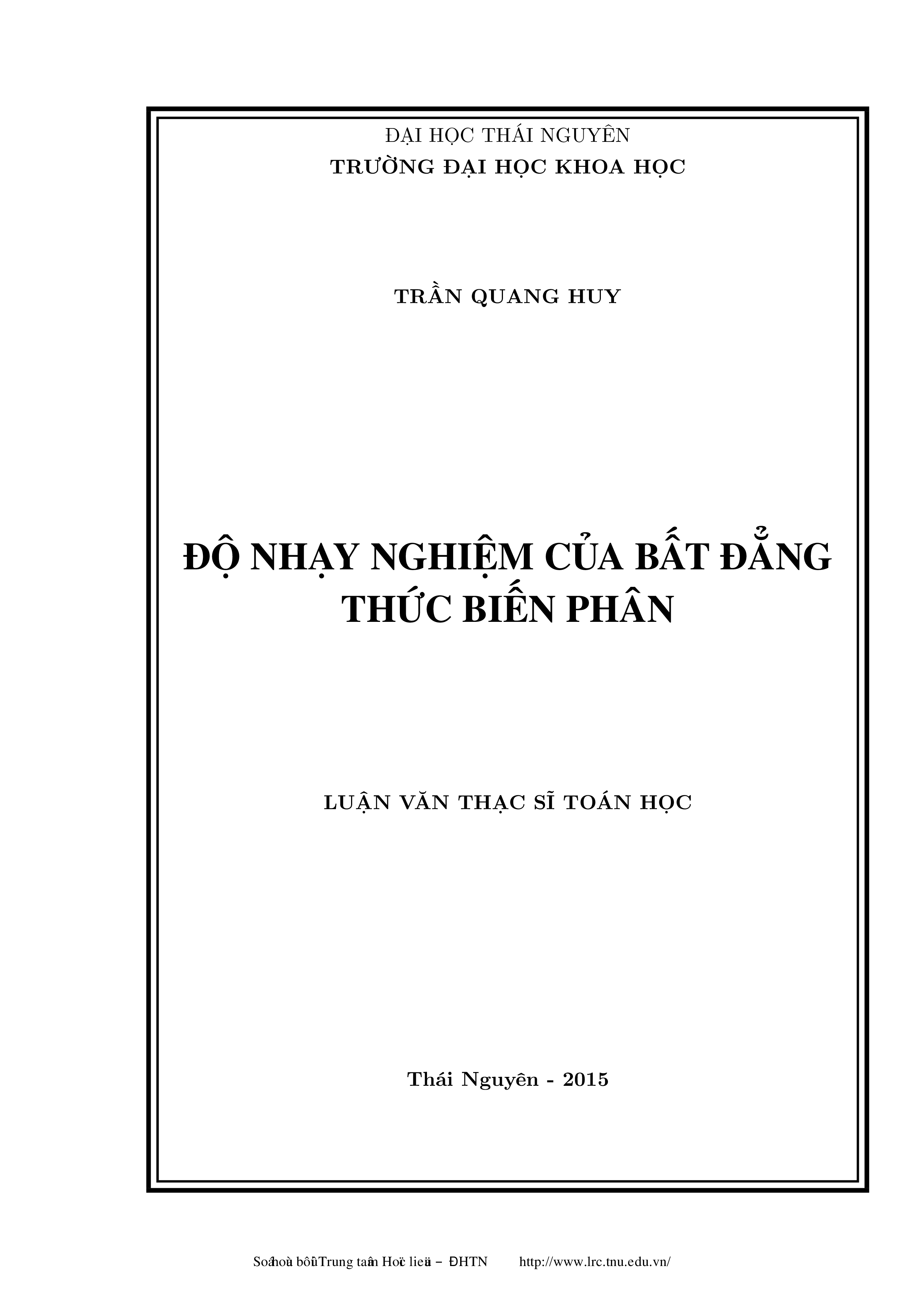 Độ nhạy nghiệm của bất đẳng thức biến phân