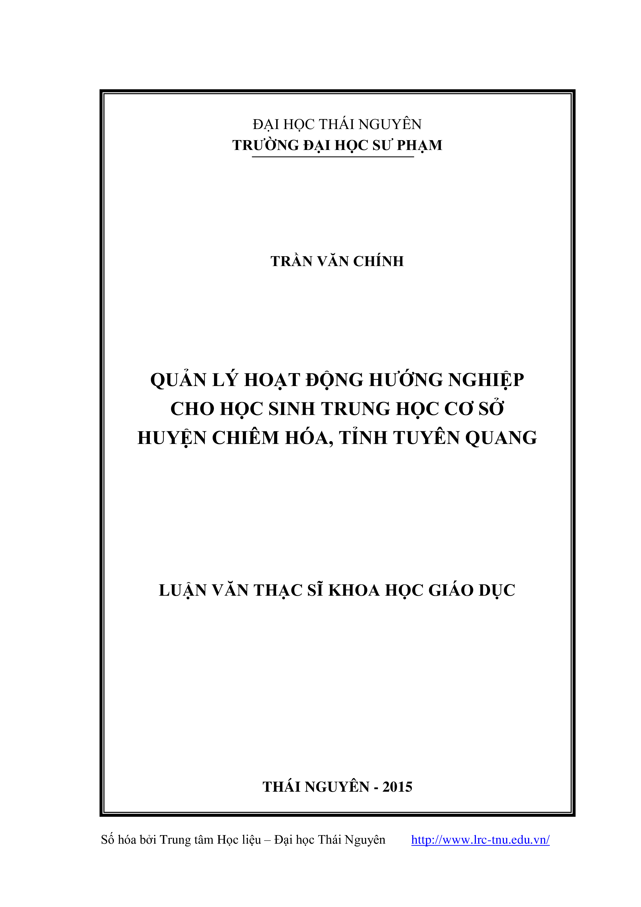 Quản lý hoạt động hướng nghiệp cho học sinh trung học cơ sở huyện Chiêm Hóa, tỉnh Tuyên Quang