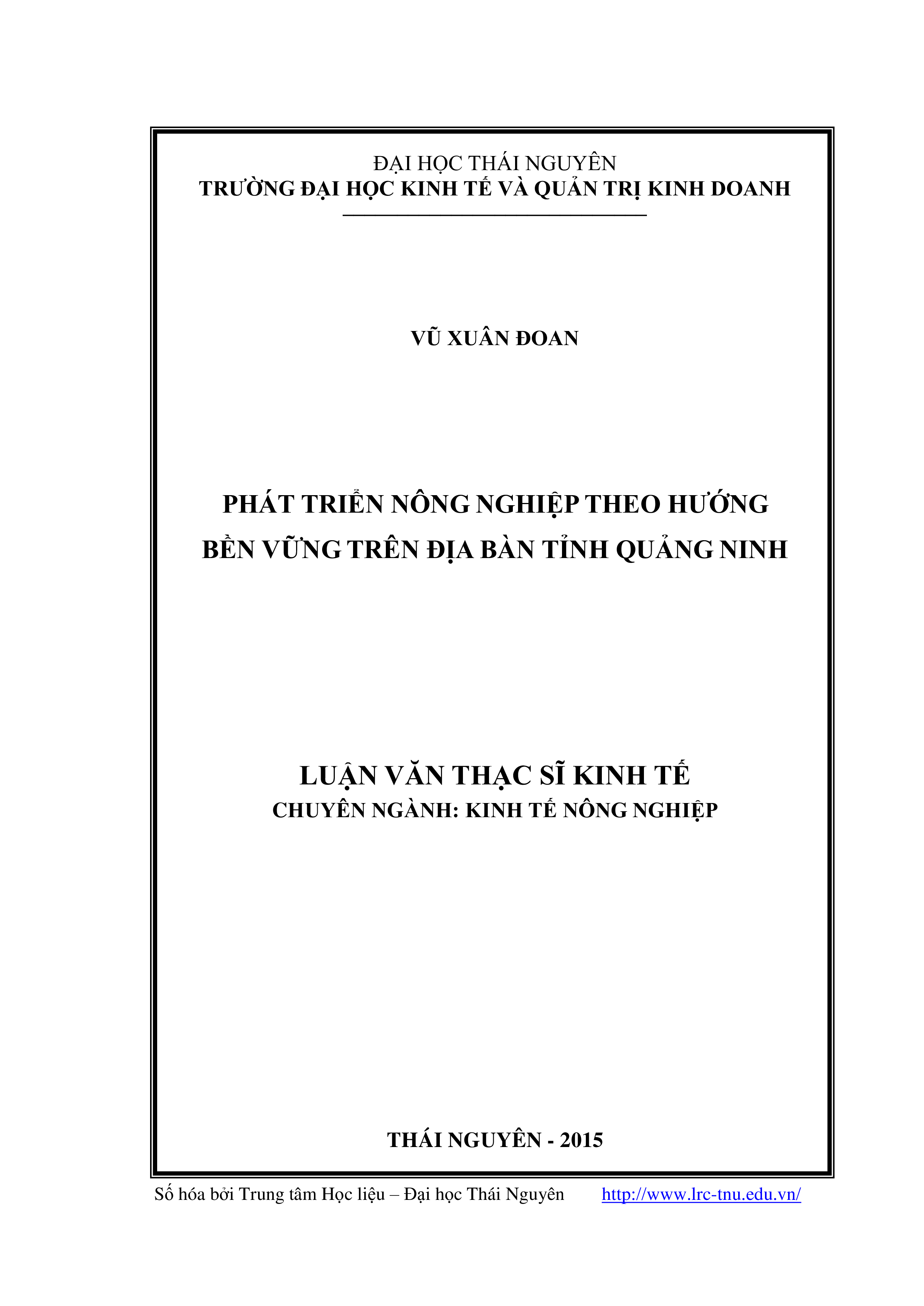 Phát triển nông nghiệp theo hướng bền vững trên địa bàn tỉnh Quảng Ninh