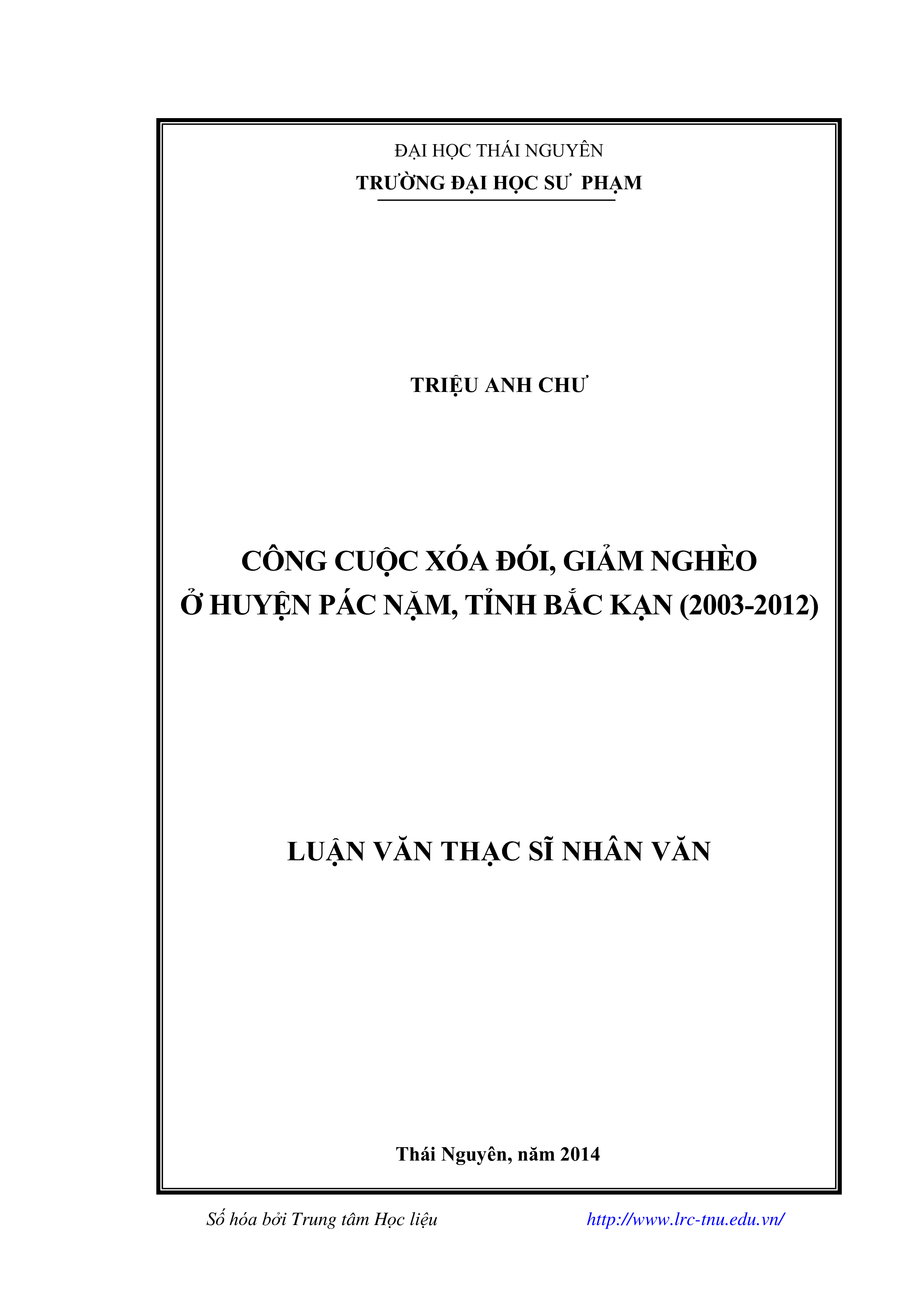 Công cuộc xóa đói, giảm nghèo ở huyện Pác Nặm, tỉnh Bắc Kạn (2003-2012)