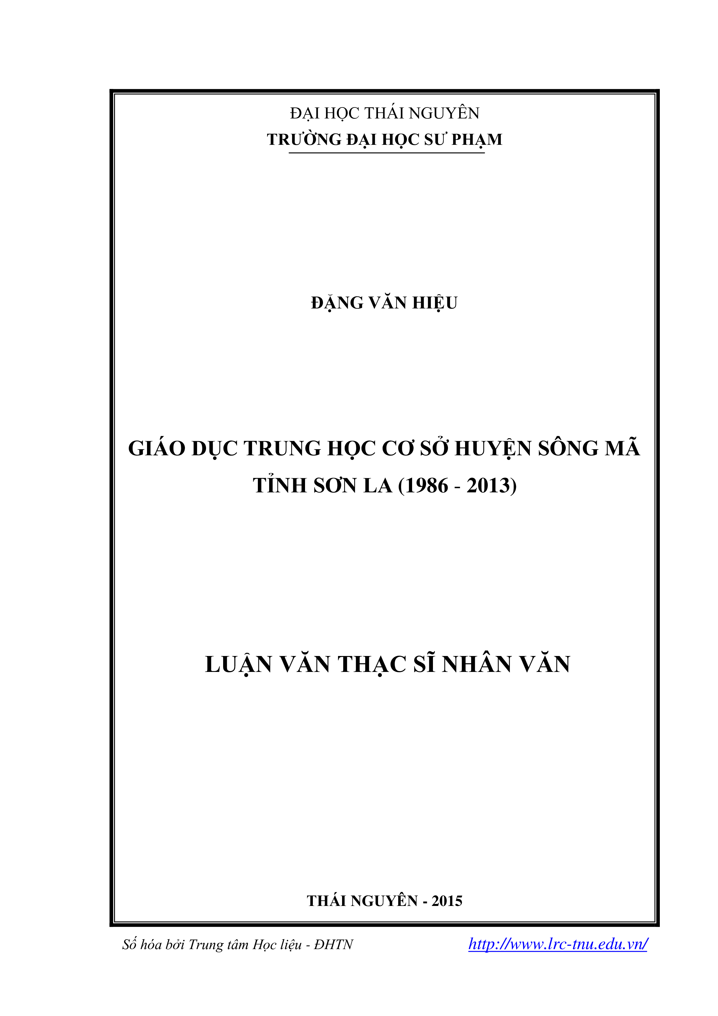 Giáo dục Trung học cơ sở huyện Sông Mã tỉnh Sơn La (1986-2013)