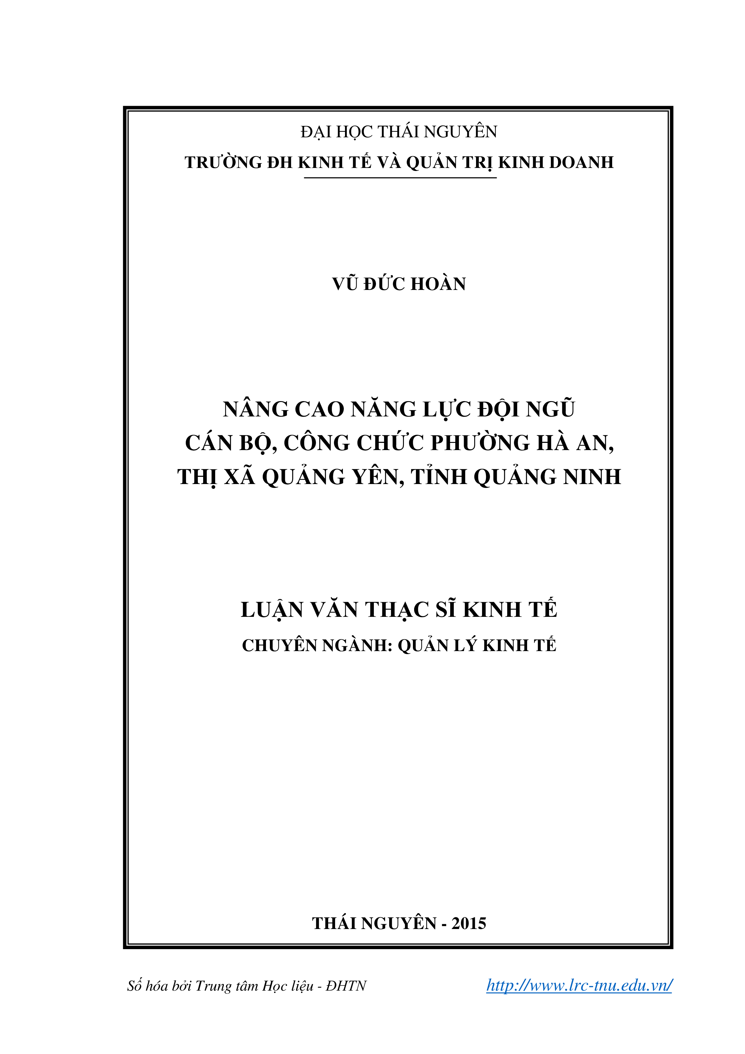 Nâng cao năng lực đội ngũ cán bộ, công chức phường Hà An, thị xã Quảng Yên, tỉnh Quảng Ninh