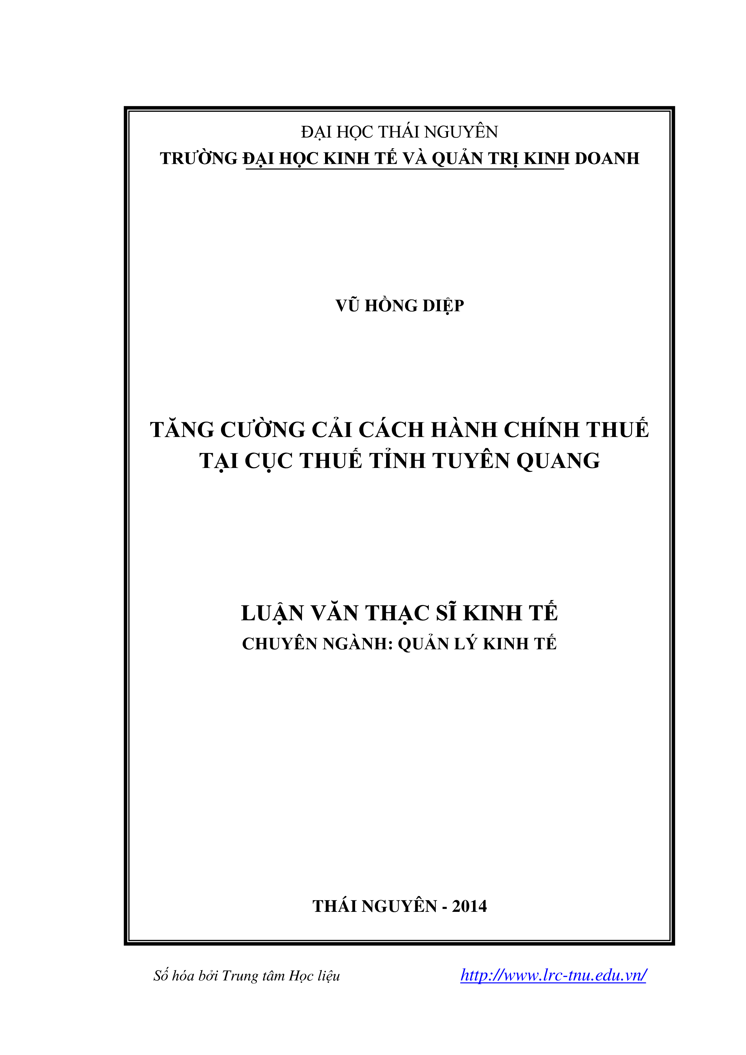 Tăng cường cải cách hành chính thuế tại cục thuế tỉnh Tuyên Quang