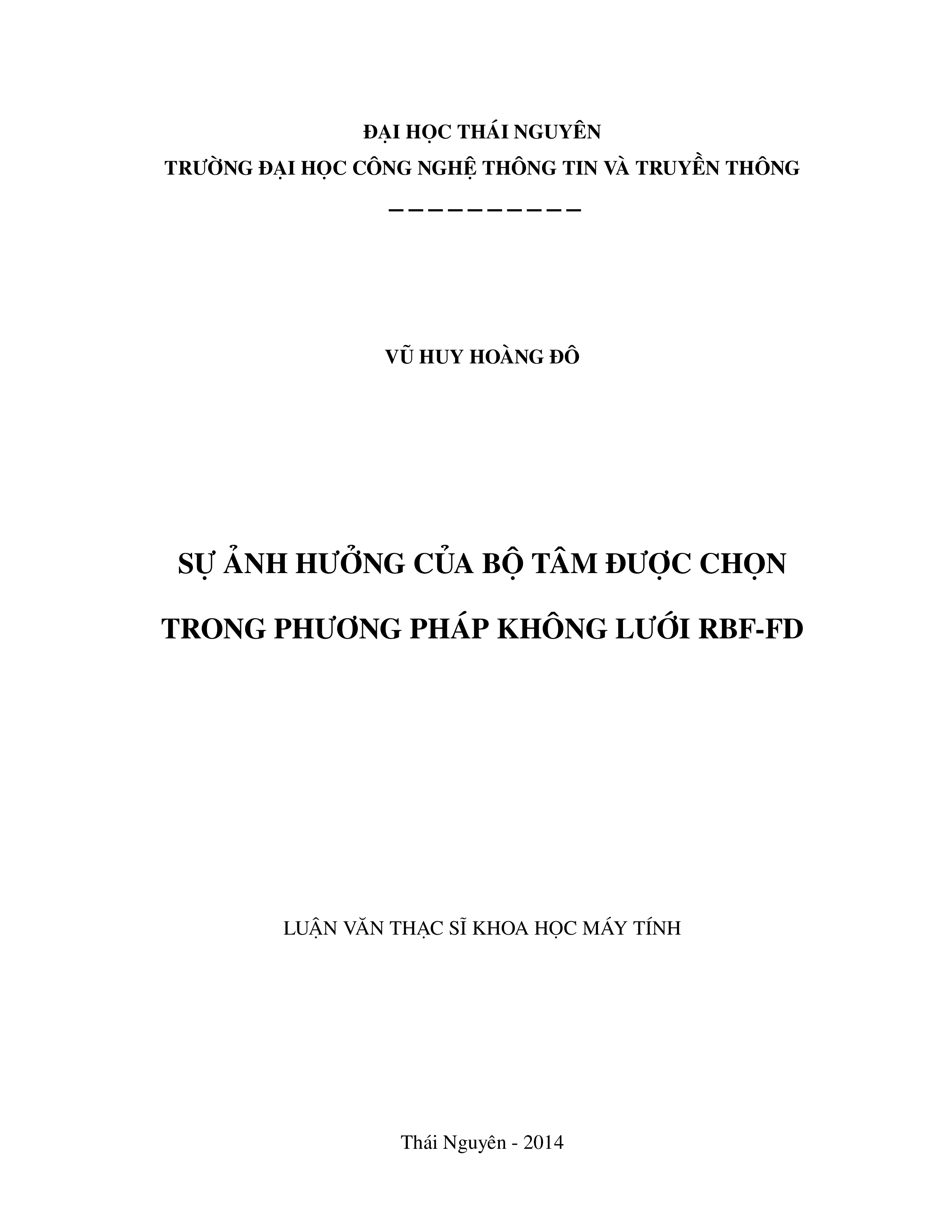 Sự ảnh hưởng của bộ tâm được chọn trong phương pháp không lưới RBF-FD