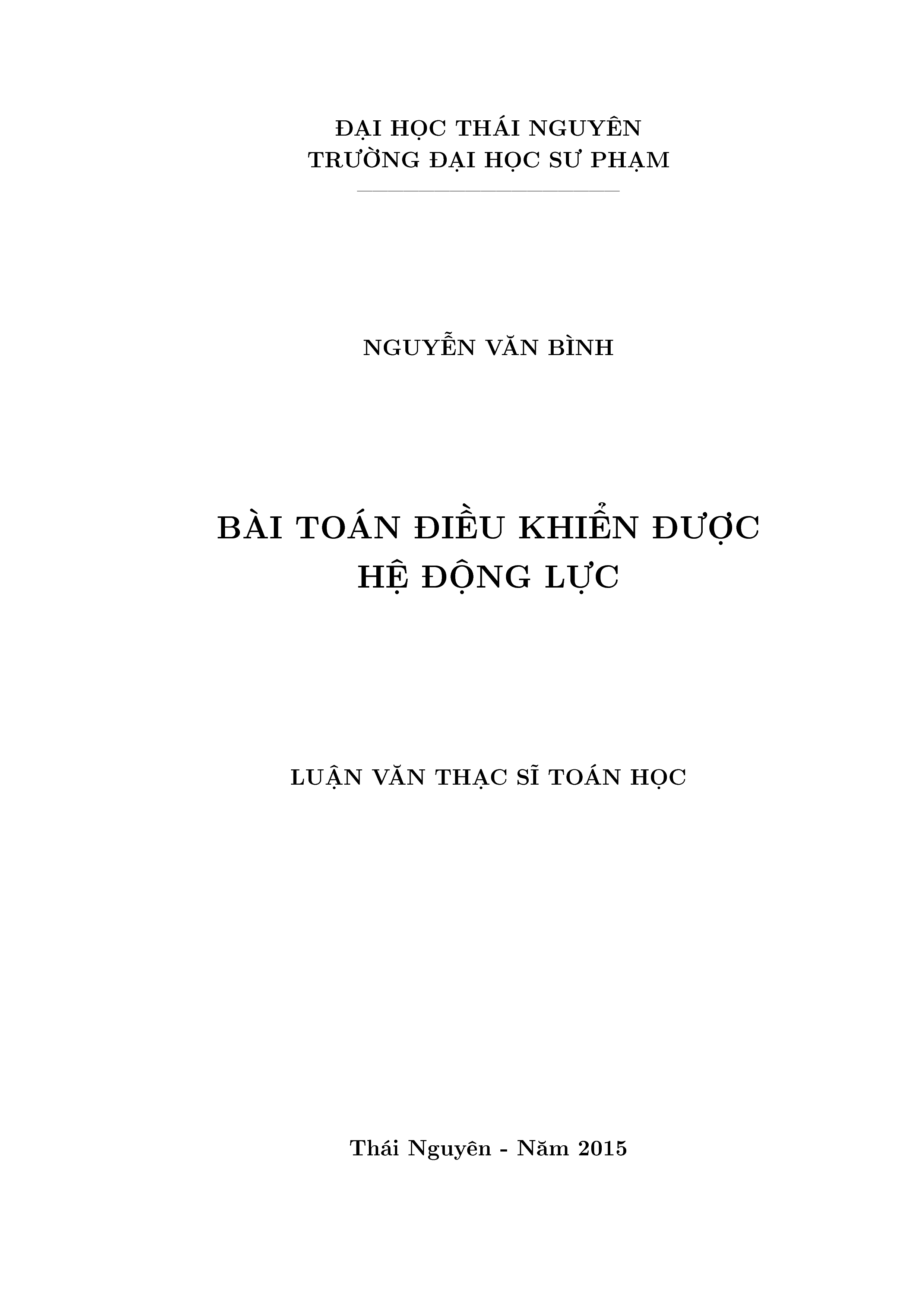 Bài toán điều khiển được hệ động lực