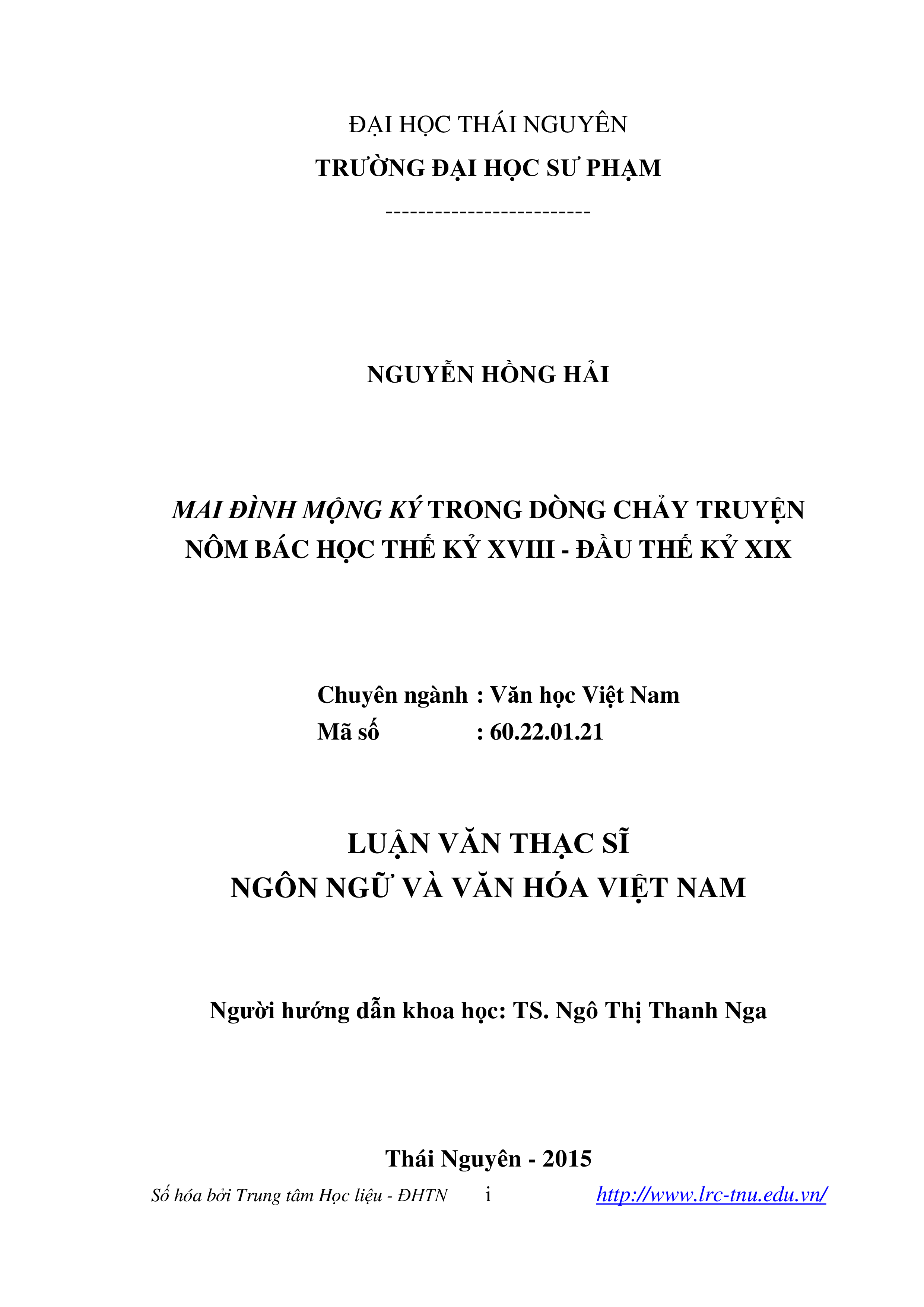 Mai Đình mộng ký trong dòng chảy truyện Nôm bác học thế kỷ XVIII - đầu thế kỷ XIX