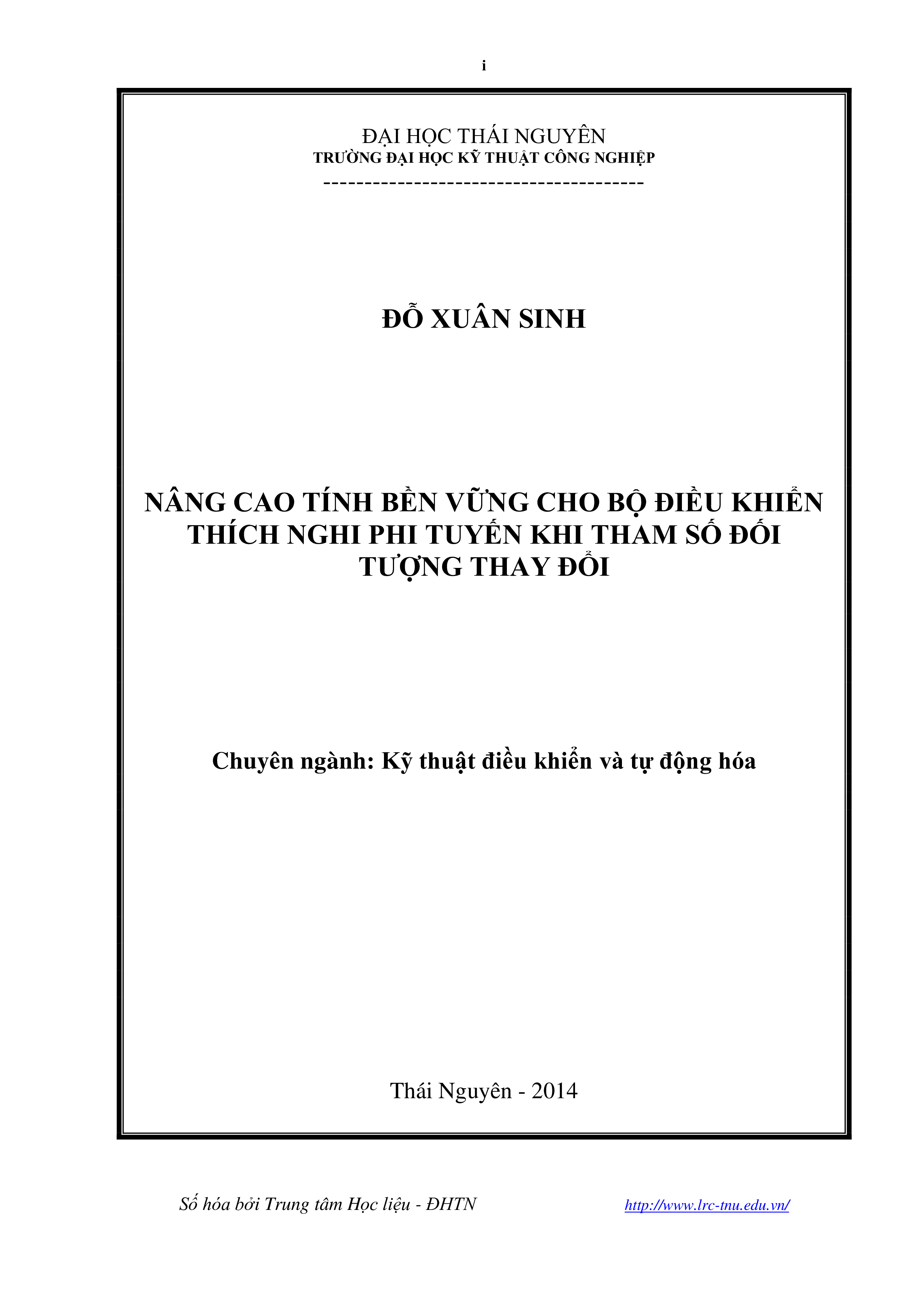 Nâng cao tính bền vững cho bộ điều khiển thích nghi phi tuyến khi tham số đối tượng thay đổi