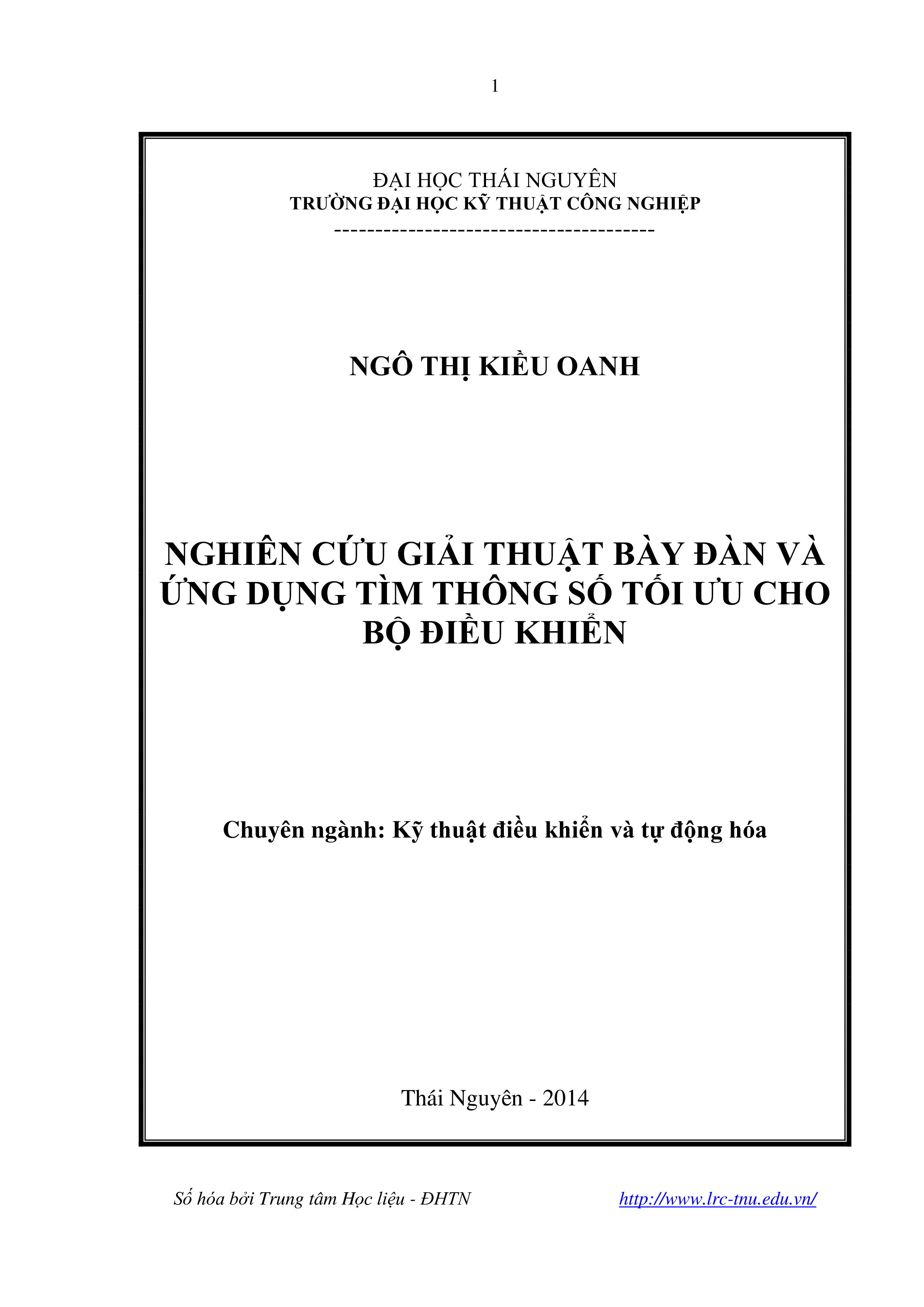 Nghiên cứu giải thuật bày đàn và ứng dụng tìm thông số tối ưu cho bộ điều khiển