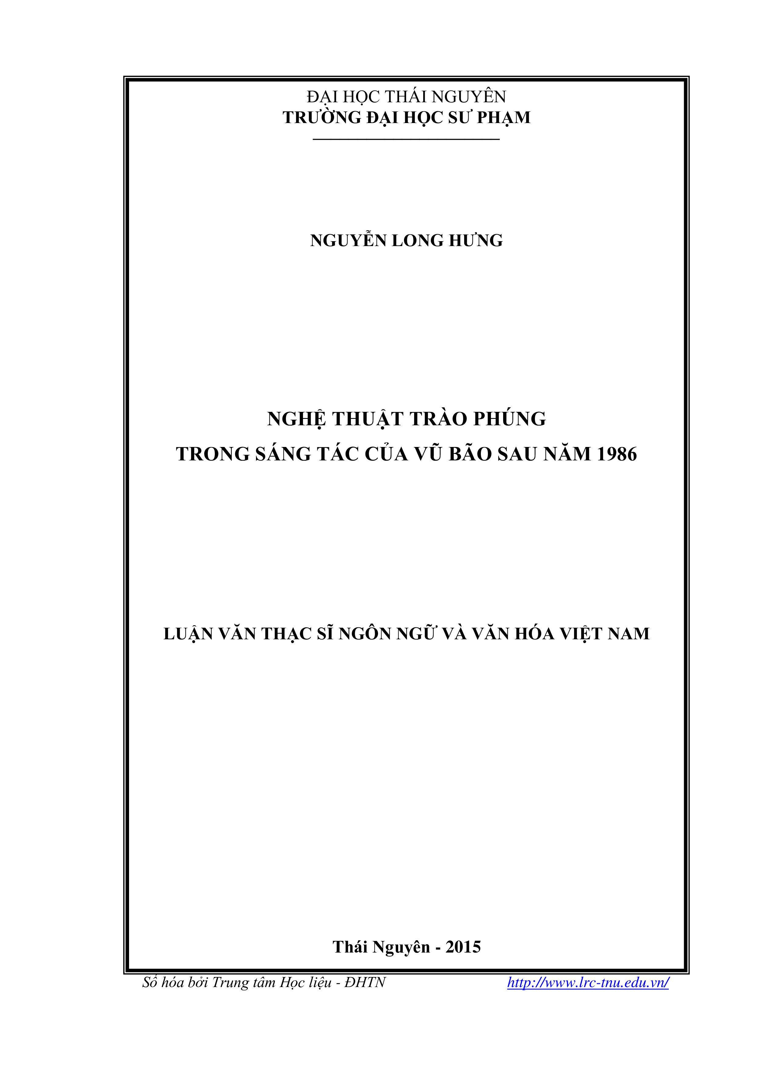 Nghệ thuật trào phúng trong sáng tác của Vũ Bão sau năm 1986