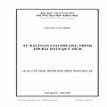 Từ bài toán giải phương trình tới bài toán quỹ tích