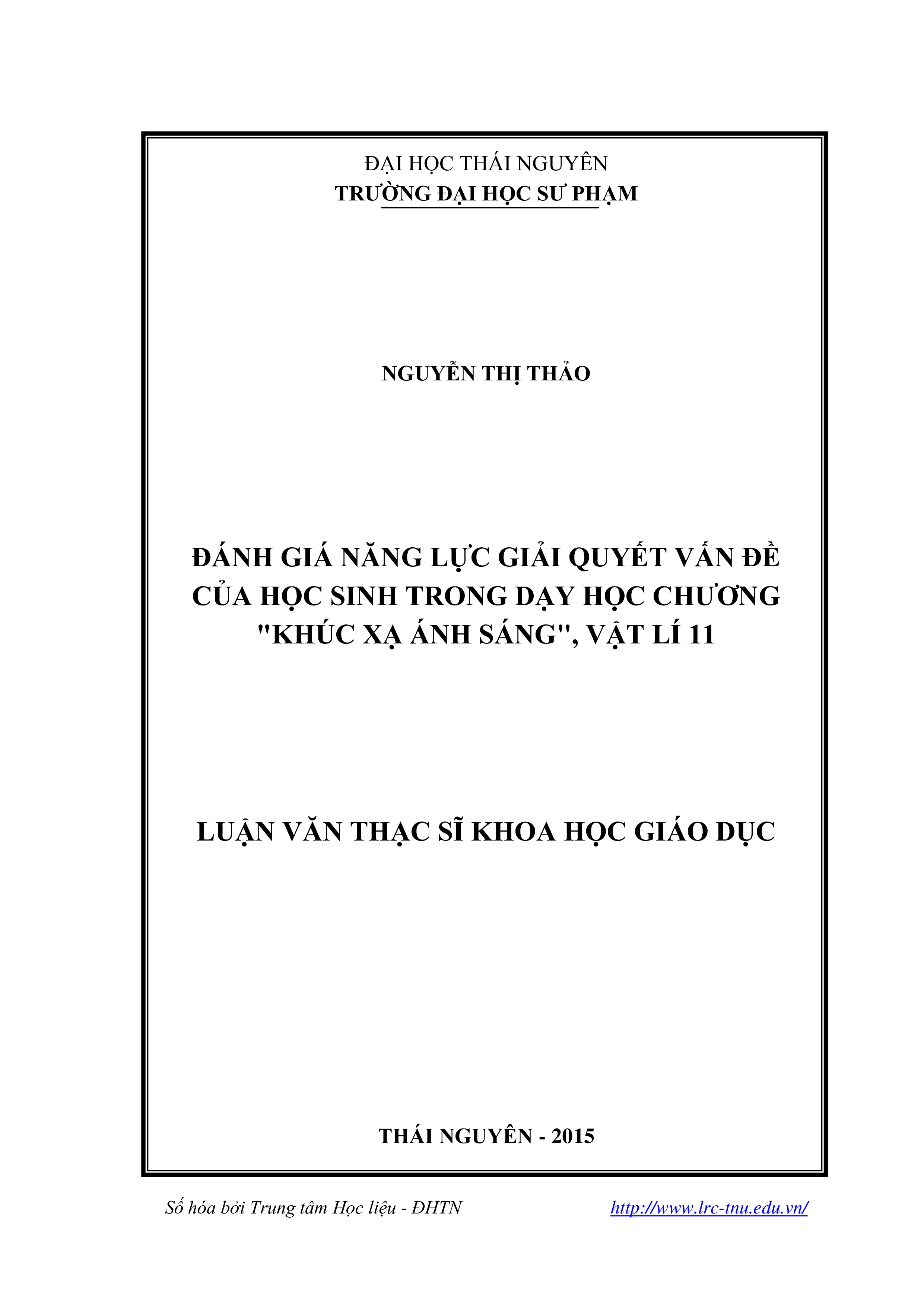 Đánh giá năng lực giải quyết vấn đề của học sinh trong dạy học chương 