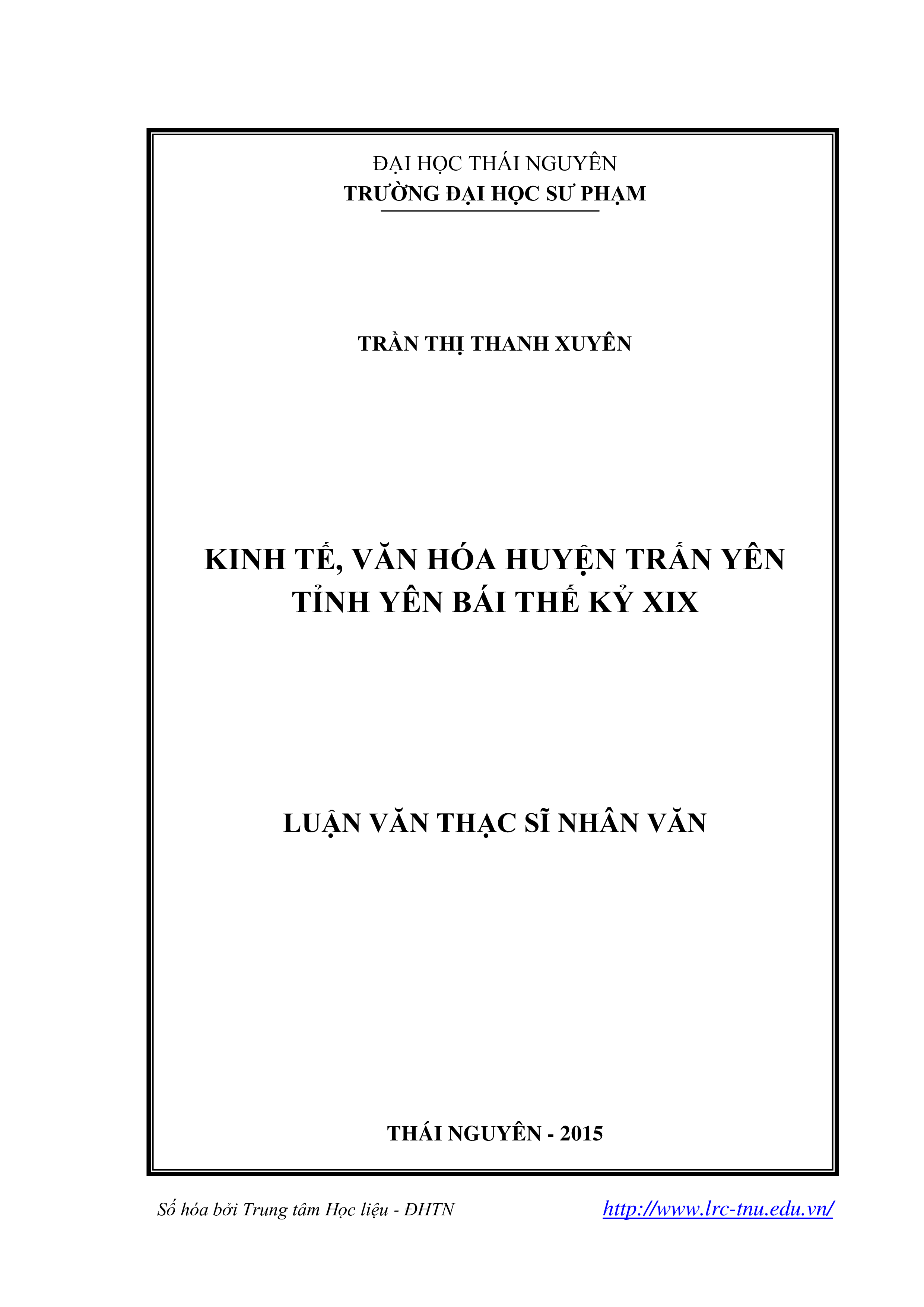 Kinh tế, văn hóa huyện Trấn Yên tỉnh Yên Bái thế kỷ XIX