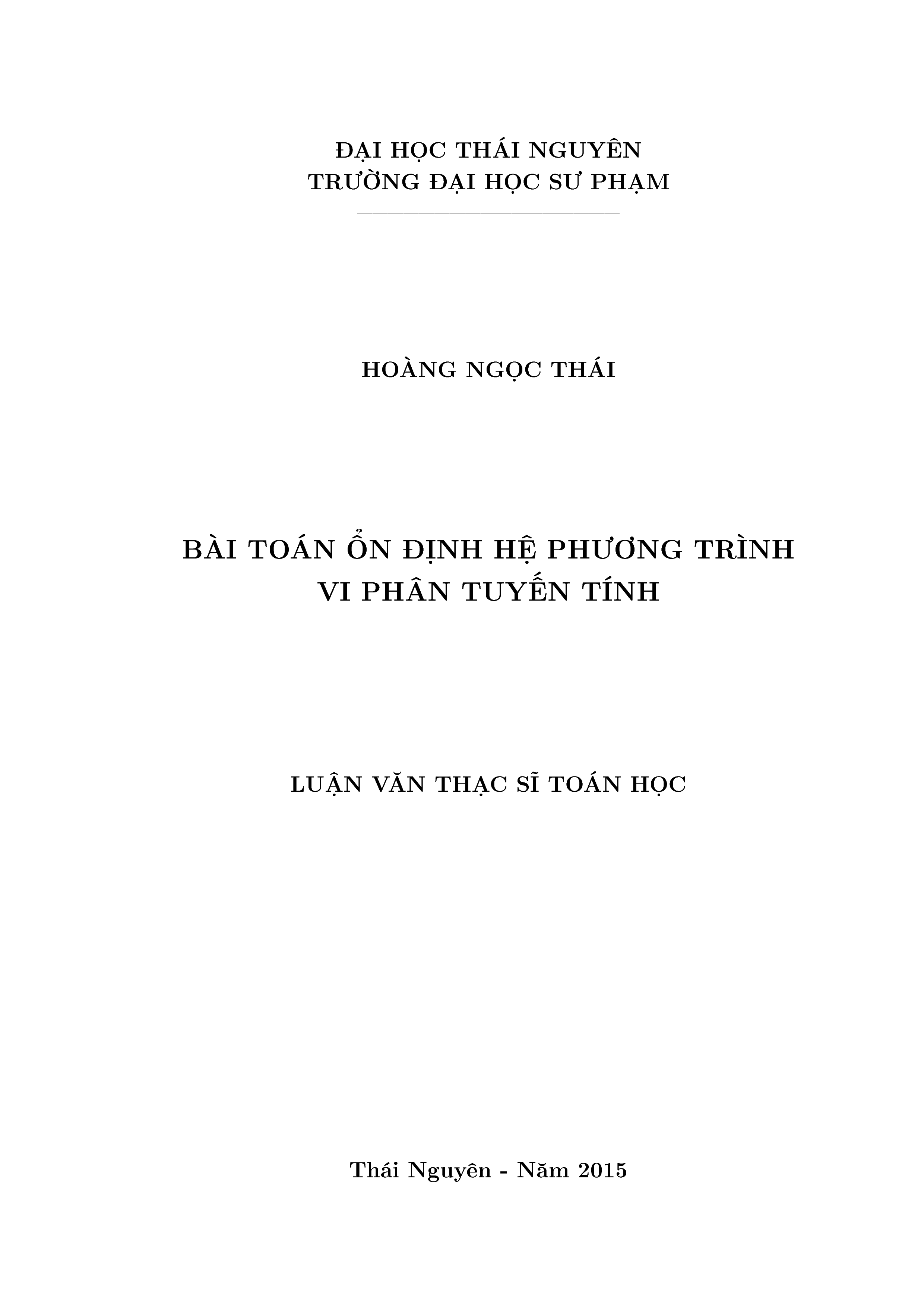 Bài toán ổn định hệ phương trình vi phân tuyến tính