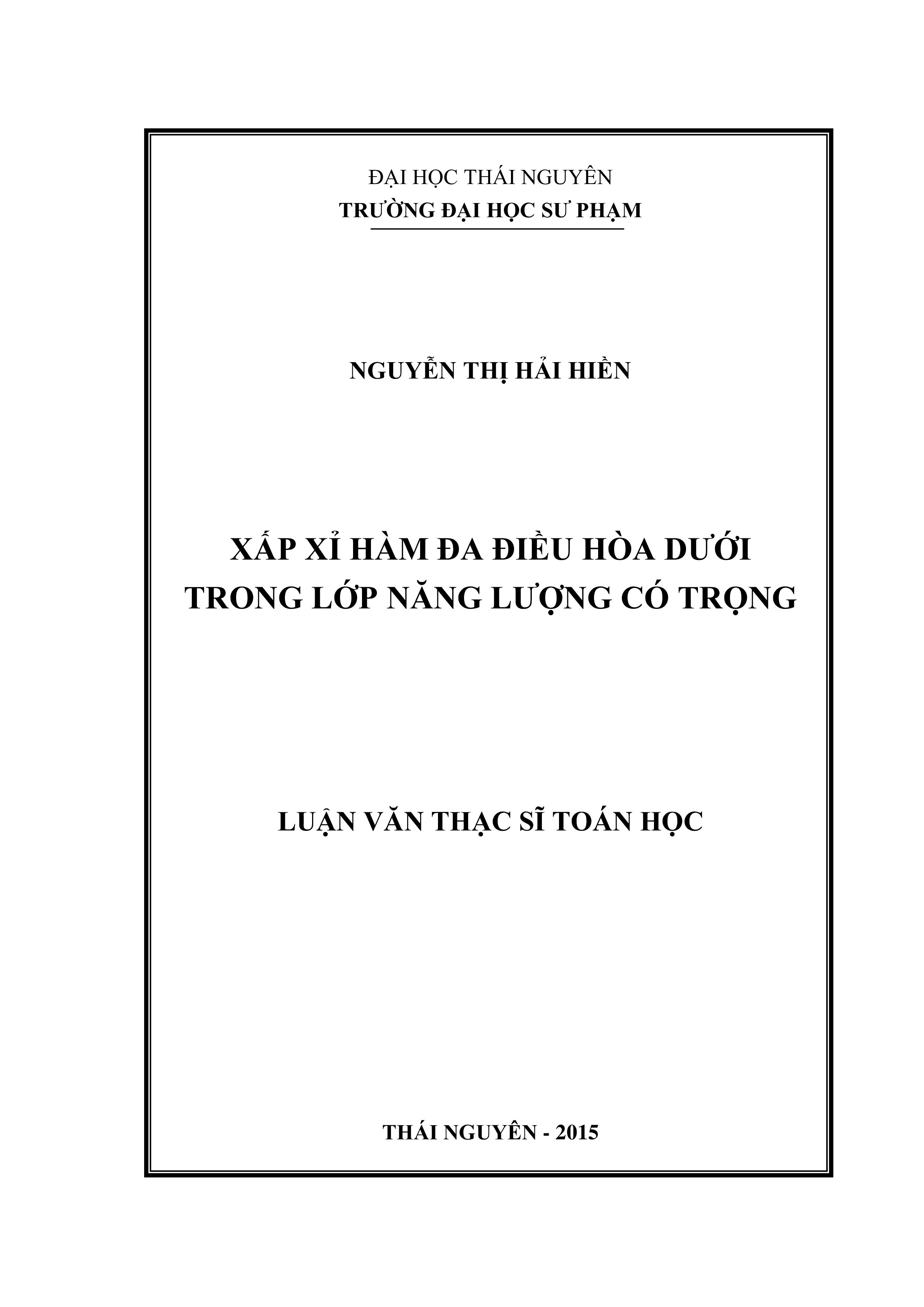 Xấp xỉ hàm đa điều hòa dưới trong lớp năng lượng có trọng