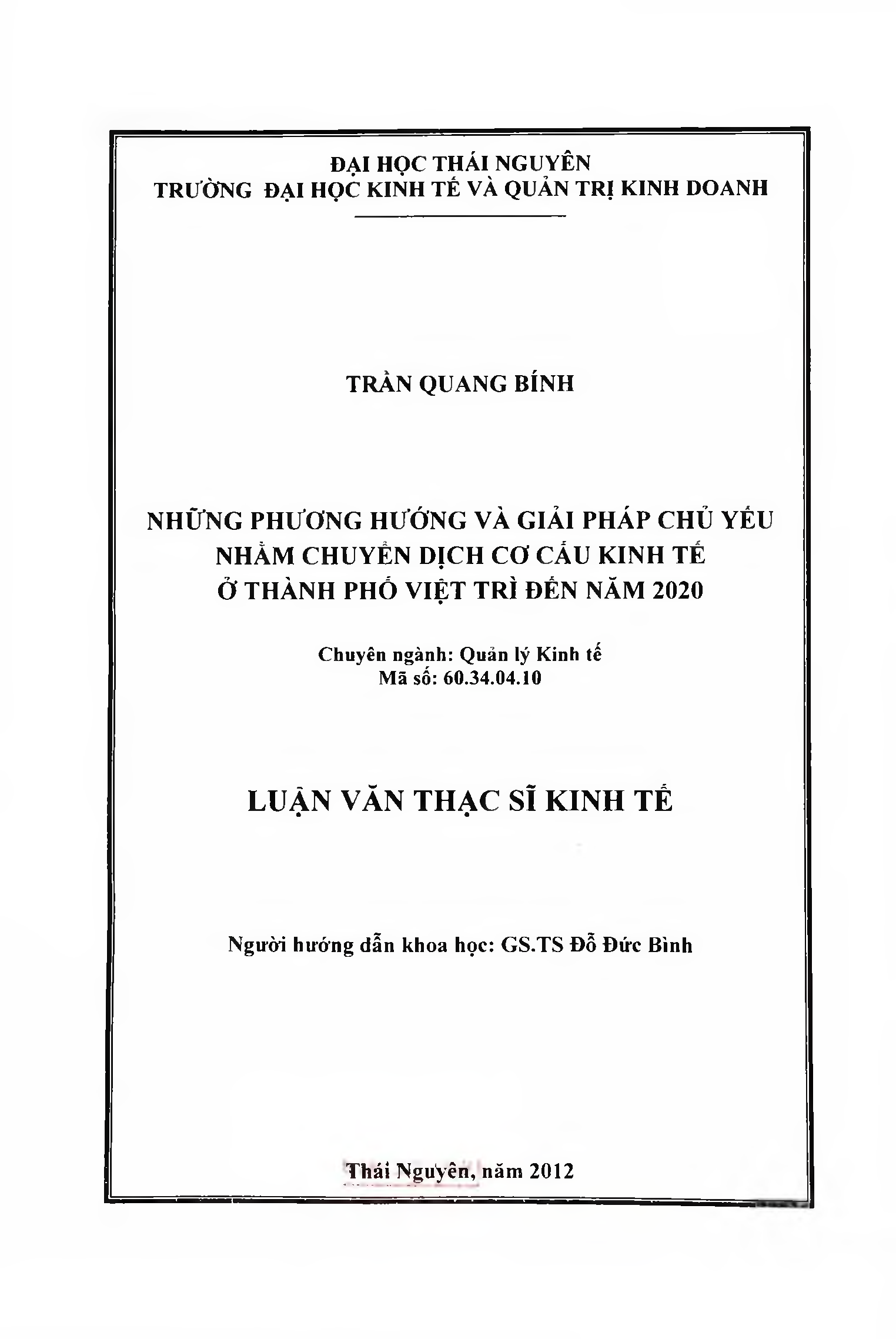 Những phương hướng và giải pháp chủ yếu nhằm chuyển dịch cơ cấu kinh tế ở thành phố Việt Trì đến năm 2020