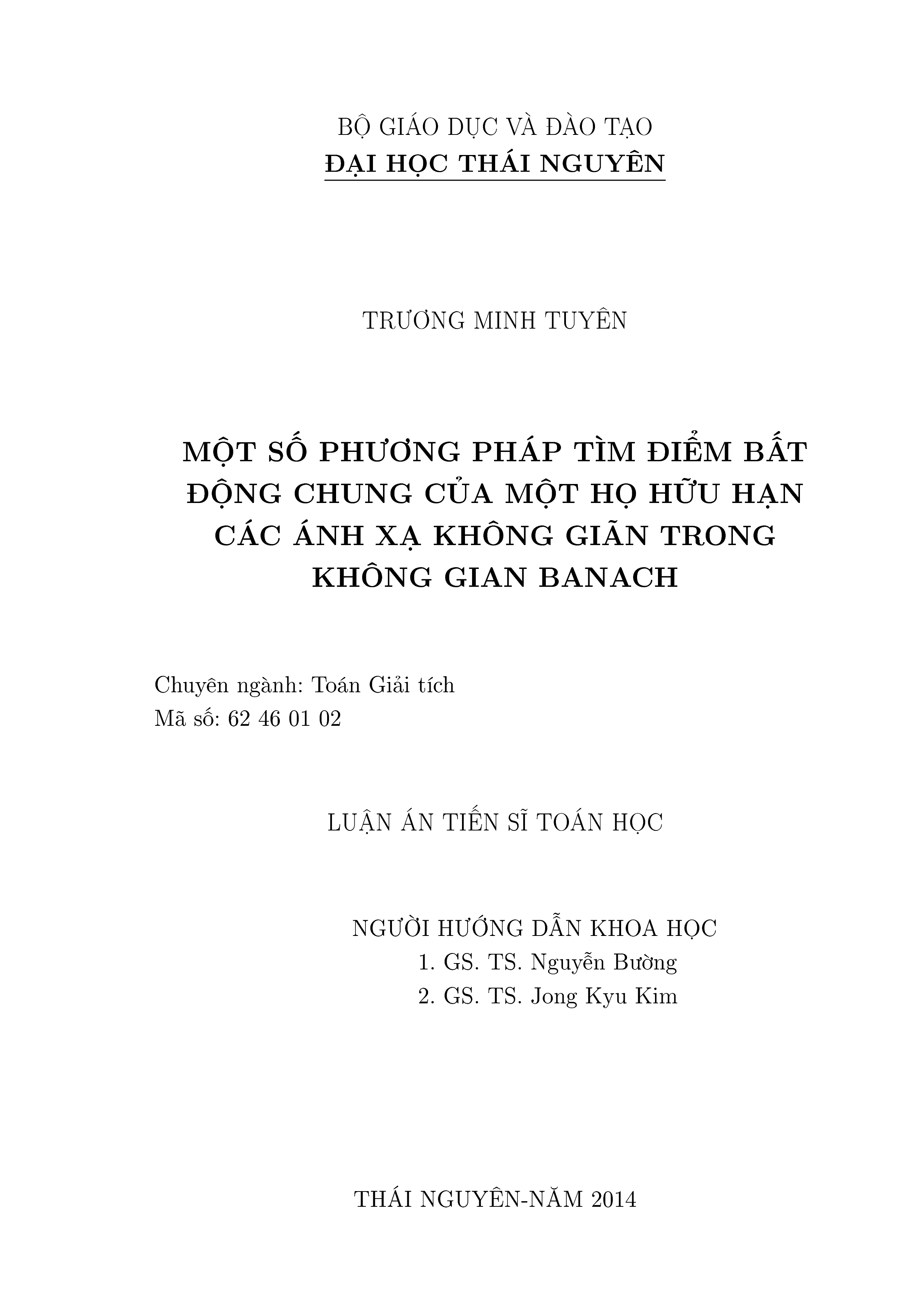 Một số phương pháp tìm điểm bất động chung của một họ hữu hạn các ánh xạ không giãn trong không gian banach