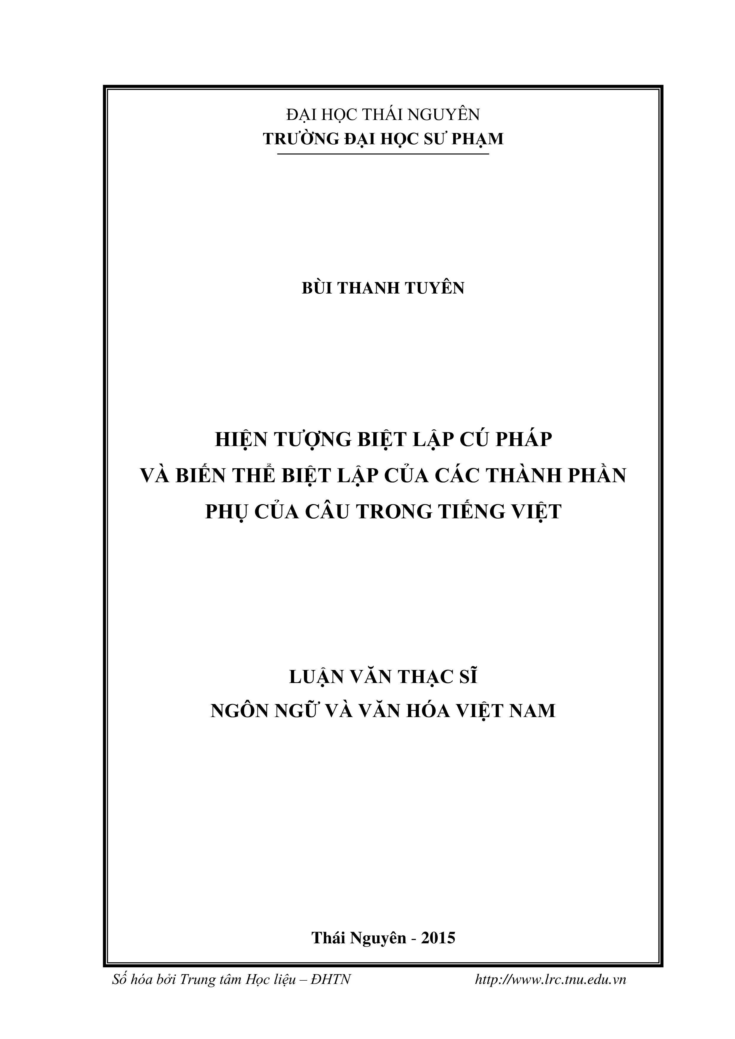Hiện tượng biệt  lập cú pháp và biến thể biệt lập của các thành phần phụ của câu trong tiếng Việt