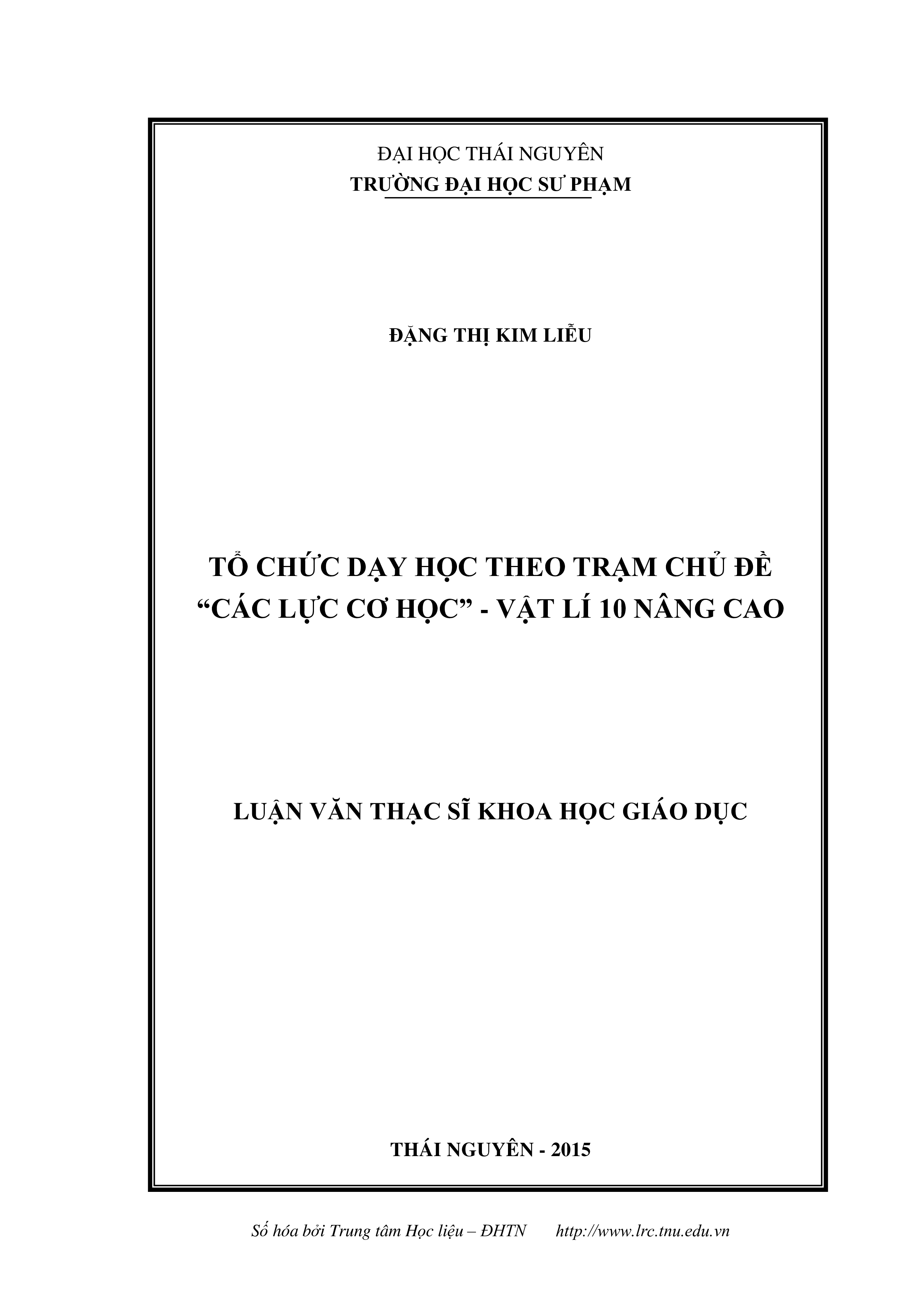 Tổ chức dạy học theo trạm chủ đề ''các lực cơ học'' - vật lý 10 nâng cao