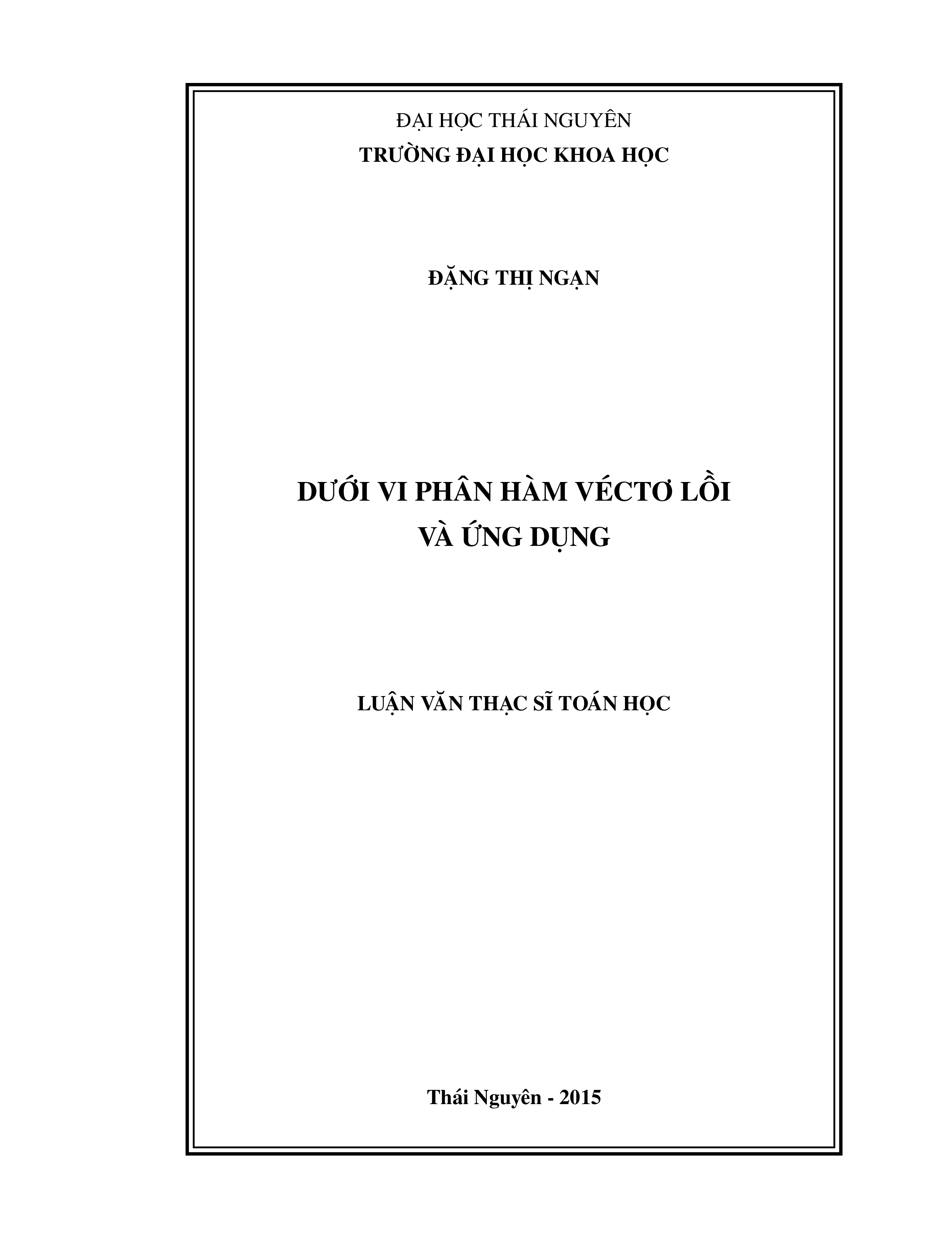 Dưới vi phân hàm véctơ lồi và ứng dụng