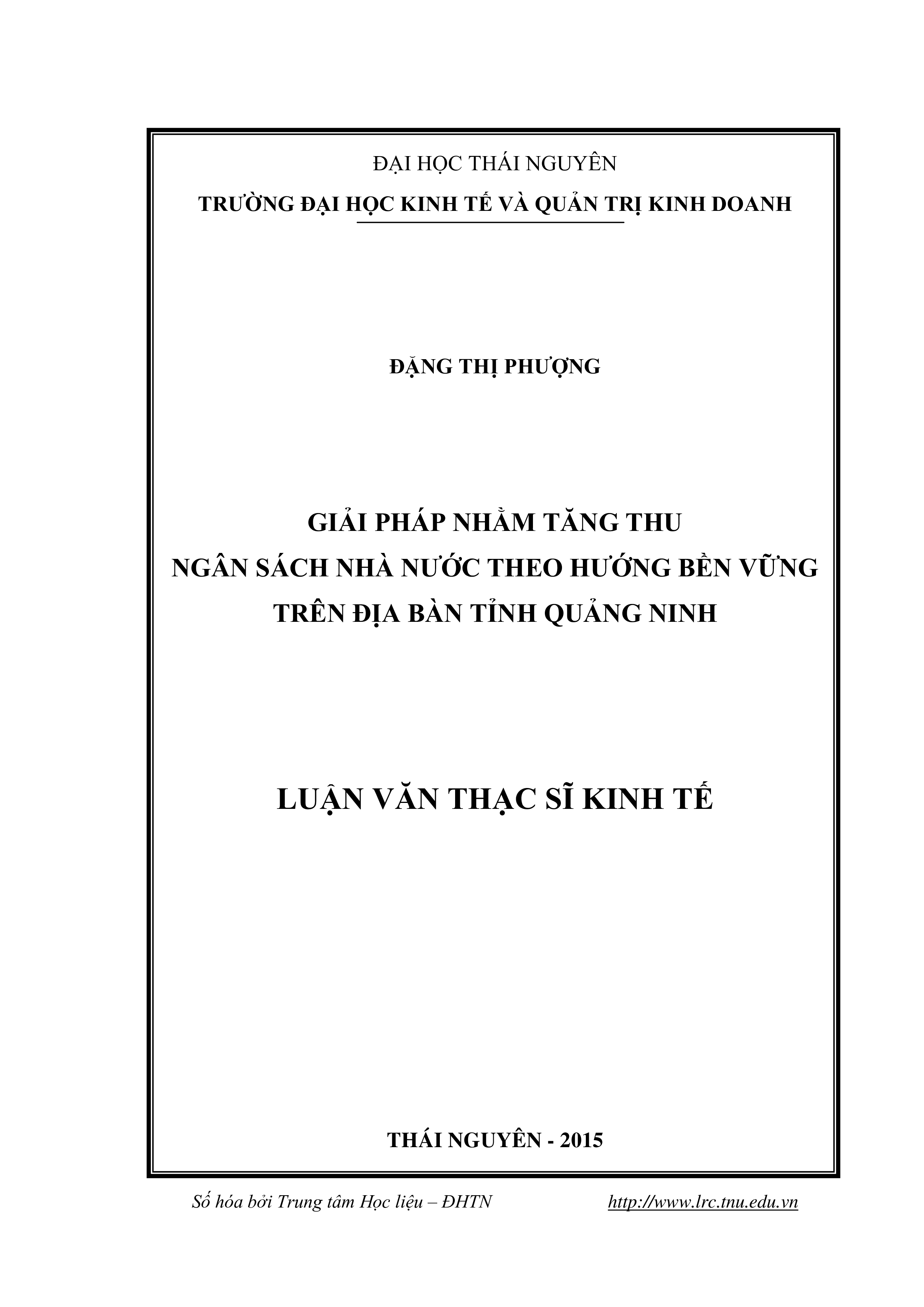 Giải pháp nhằm tăng thu ngân sách nhà nước theo hướng bền vững trên địa bàn tỉnh Quảng Ninh