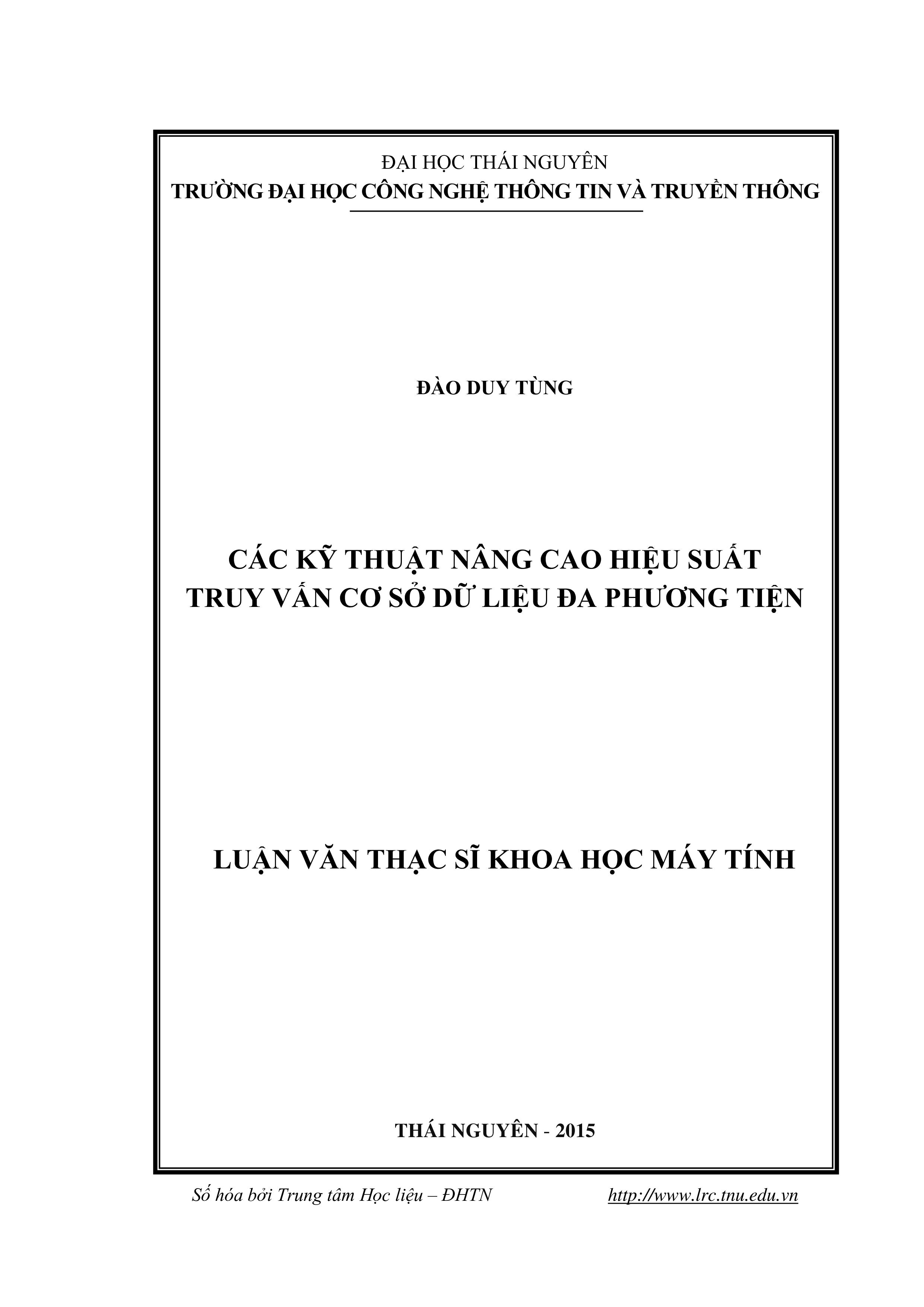 Các kỹ thuật nâng cao hiệu suất truy vấn cơ sở dữ liệu đa phương tiện