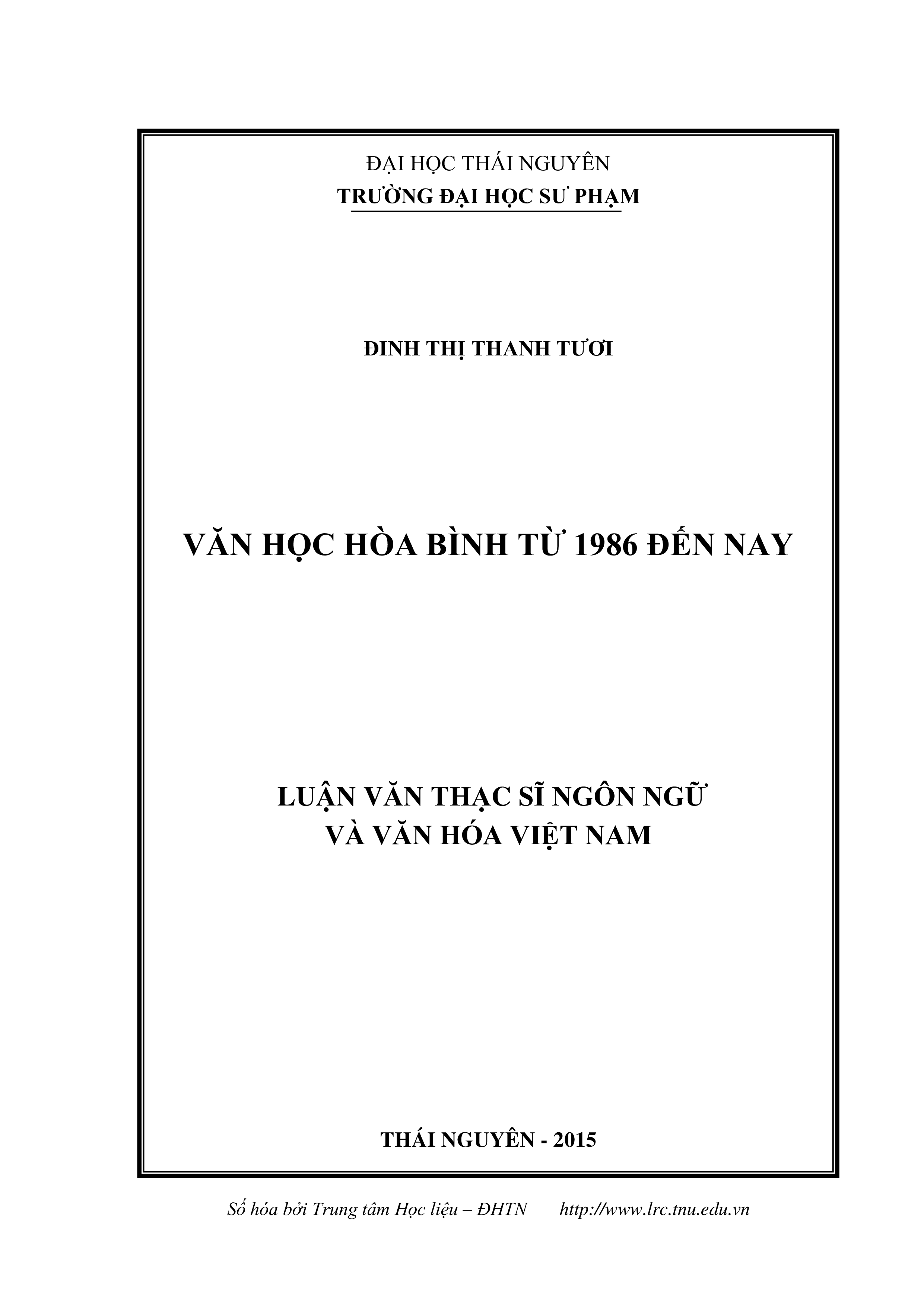 Văn học Hòa Bình từ 1986 đến nay