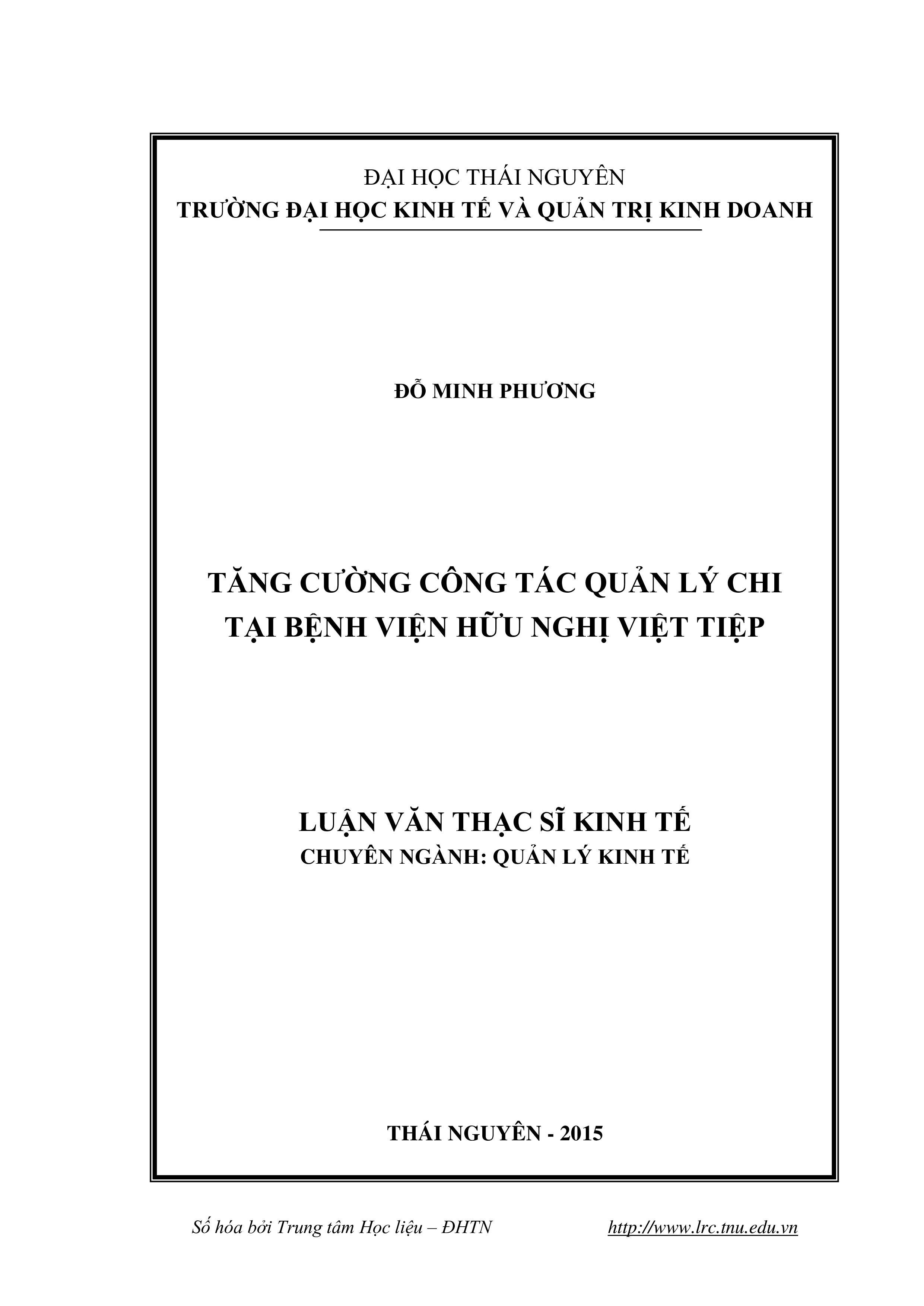 Tăng cường công tác quản lý chi tại Bệnh viện Hữu Nghị Việt Tiệp