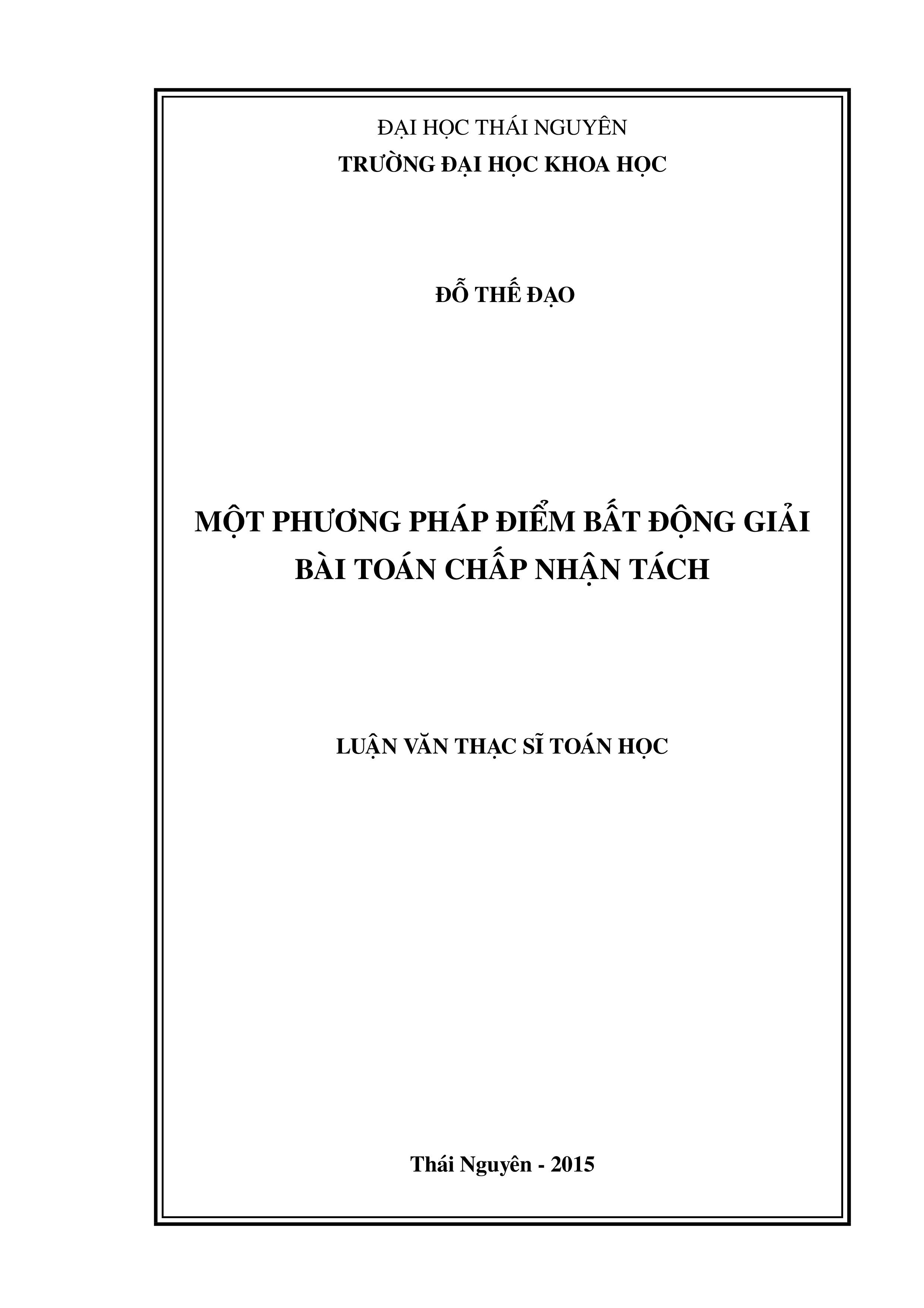 Một phương pháp điểm bất động giải bài toán chấp nhận tách