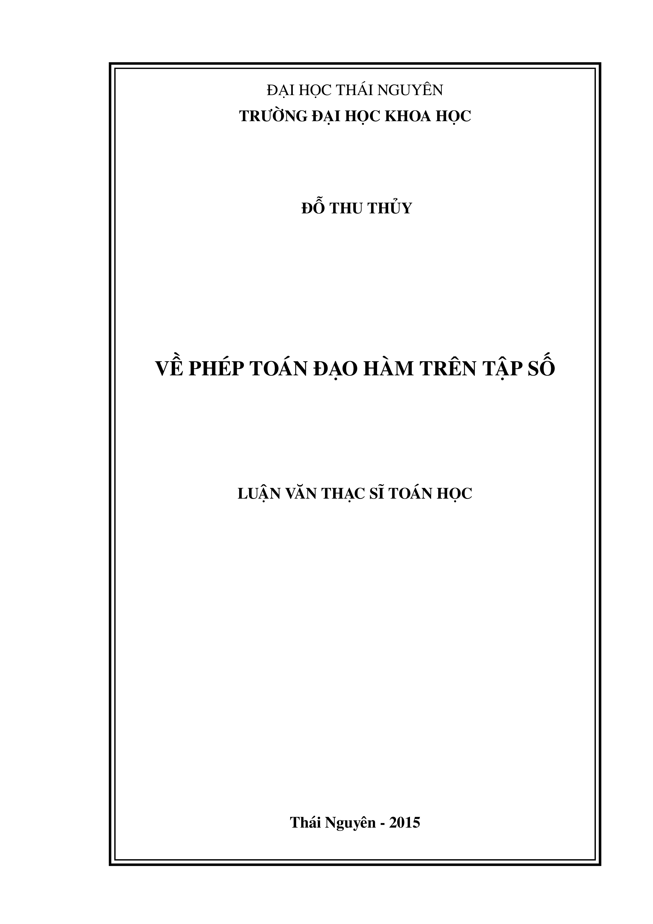 Về phép toán đạo hàm trên tập số