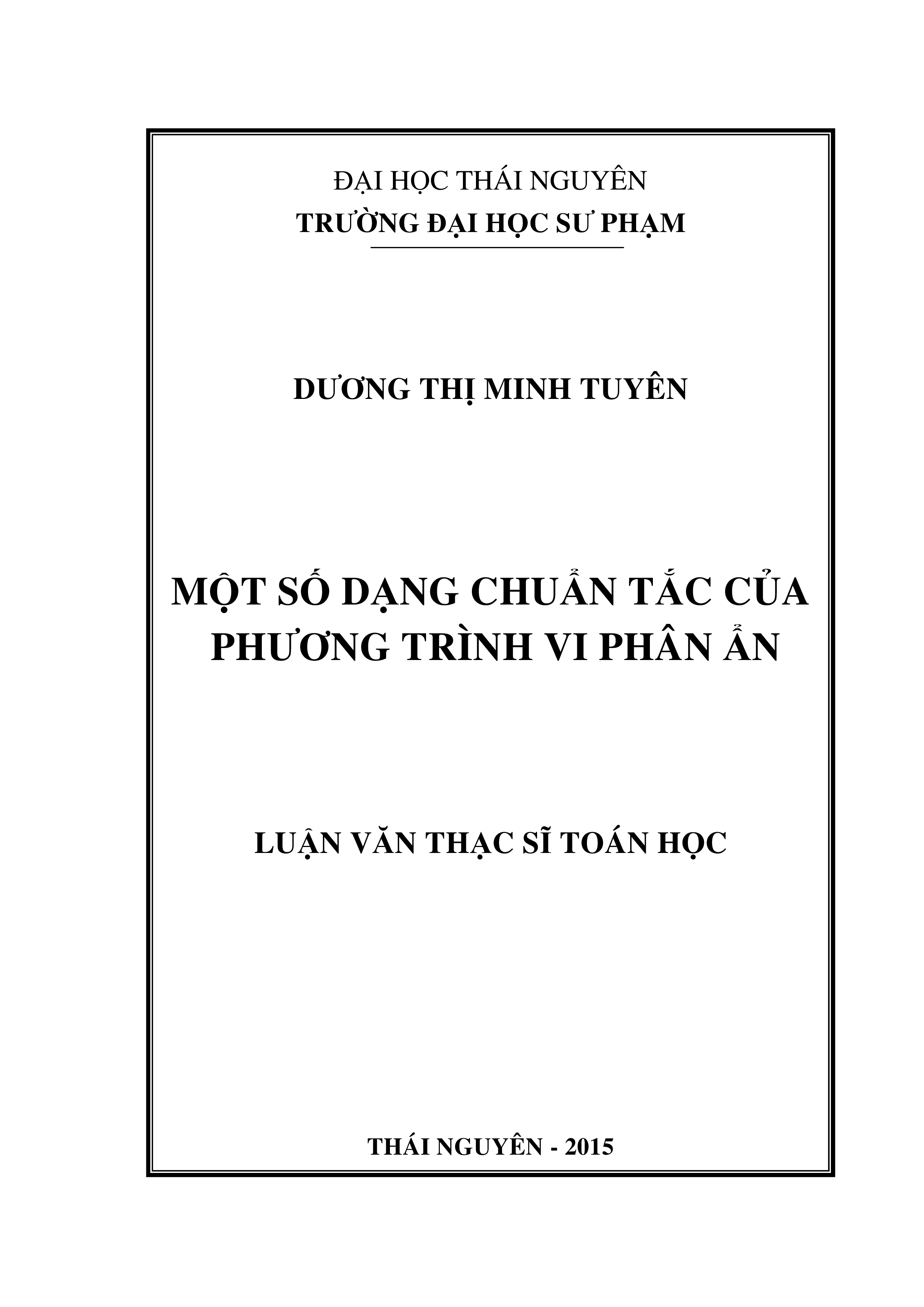 Một số dạng chuẩn tắc của phương trình vi phân ẩn