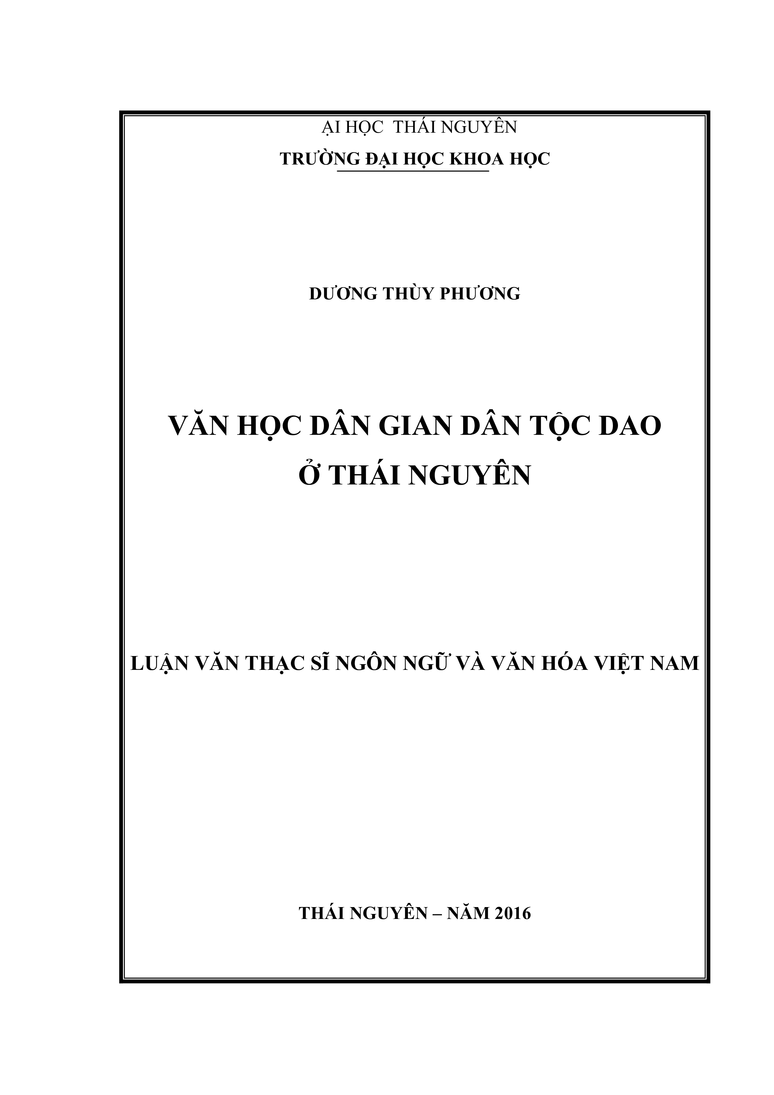 Văn học dân gian dân tộc Dao ở Thái Nguyên