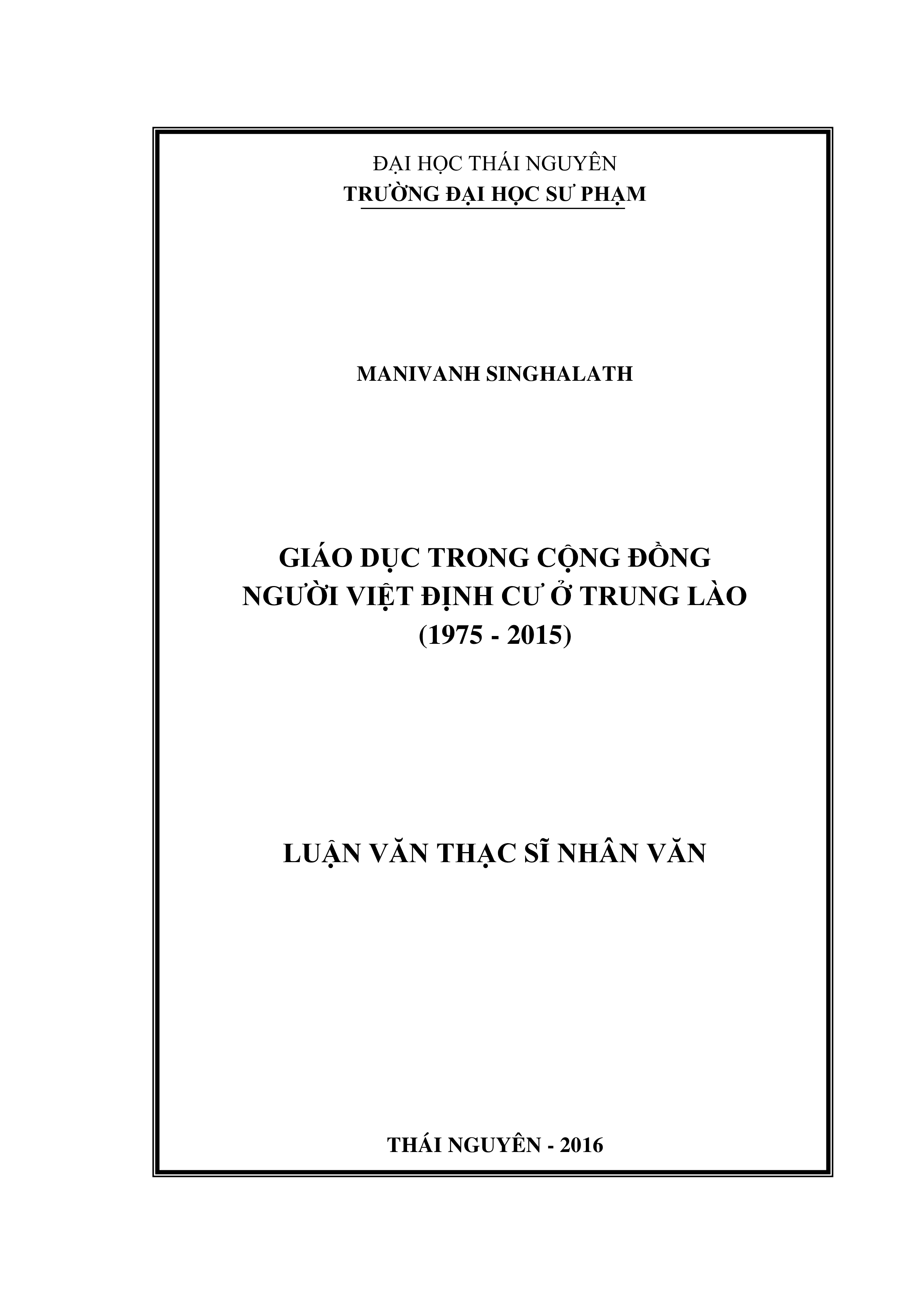 Giáo dục trong cộng đồng người Việt định cư ở trung Lào (1975-2015)