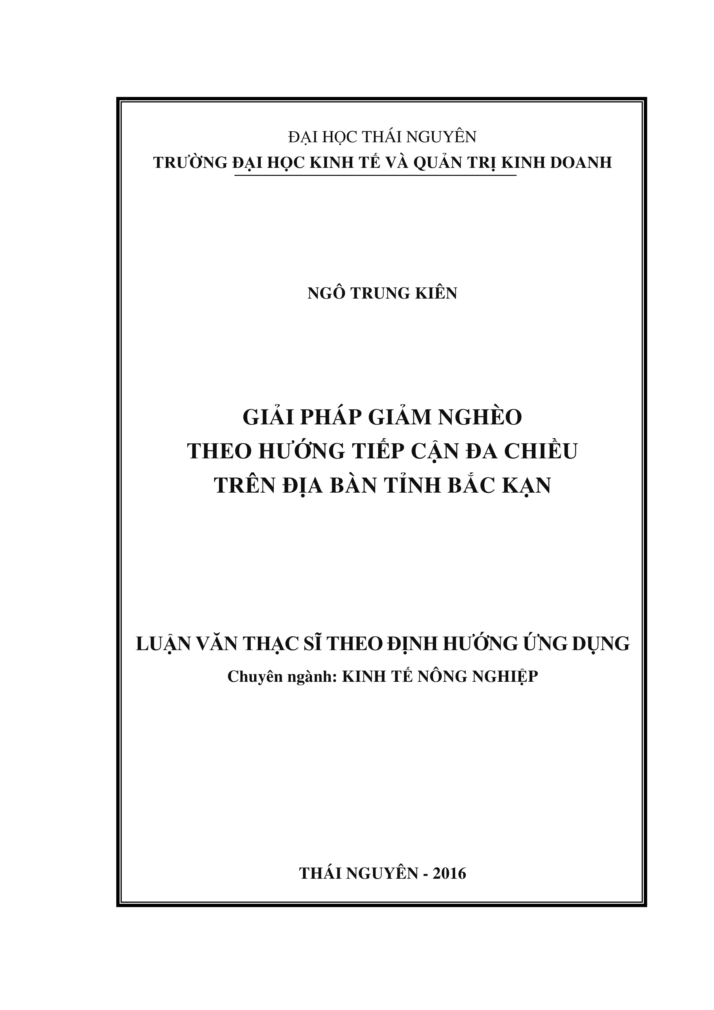 Giải pháp giảm nghèo theo hướng tiếp cận đa chiều trên địa bàn tỉnh Bắc Kạn