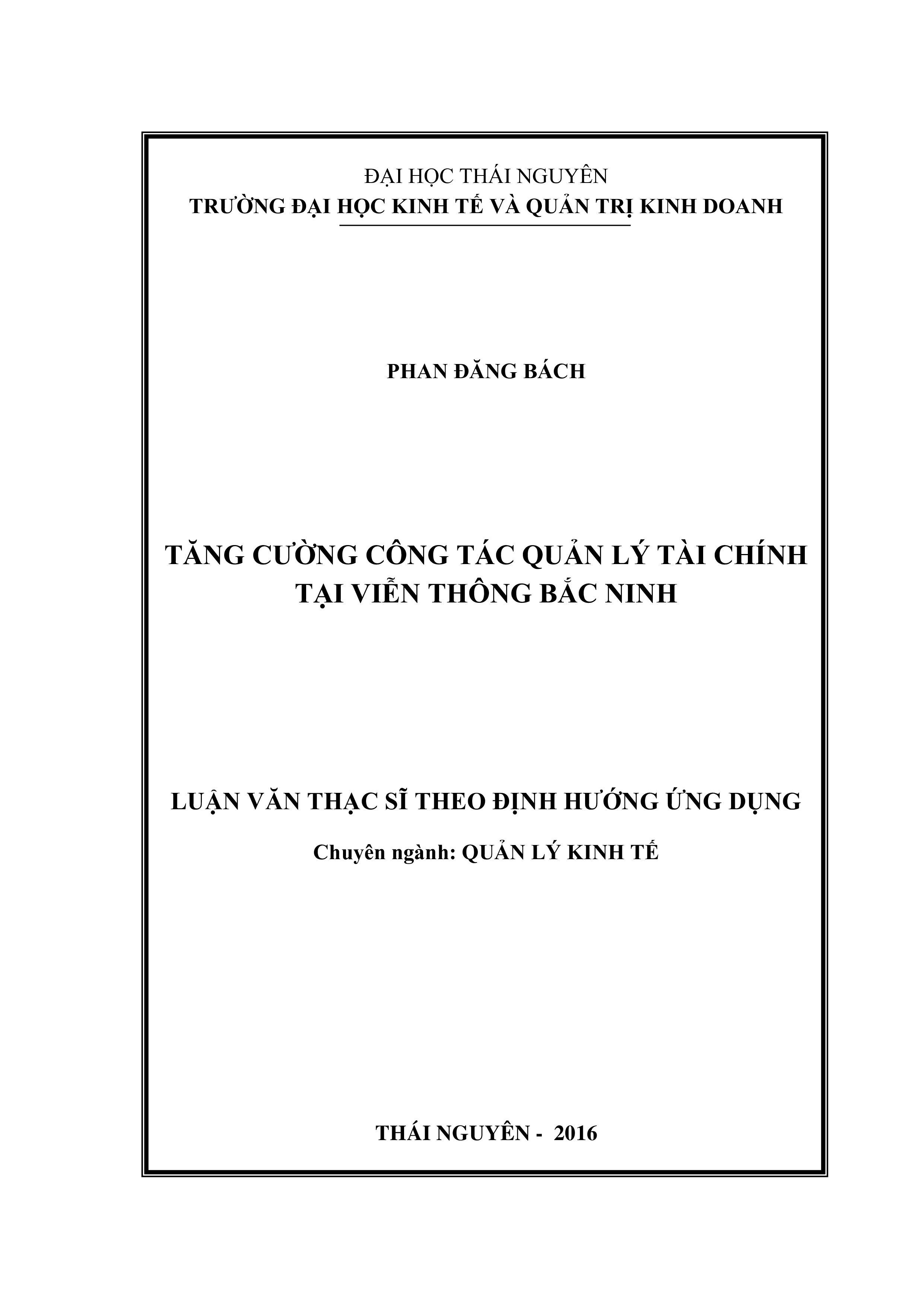 Tăng cường công  tác quản lý tài chính tại viễn thông Bắc Ninh