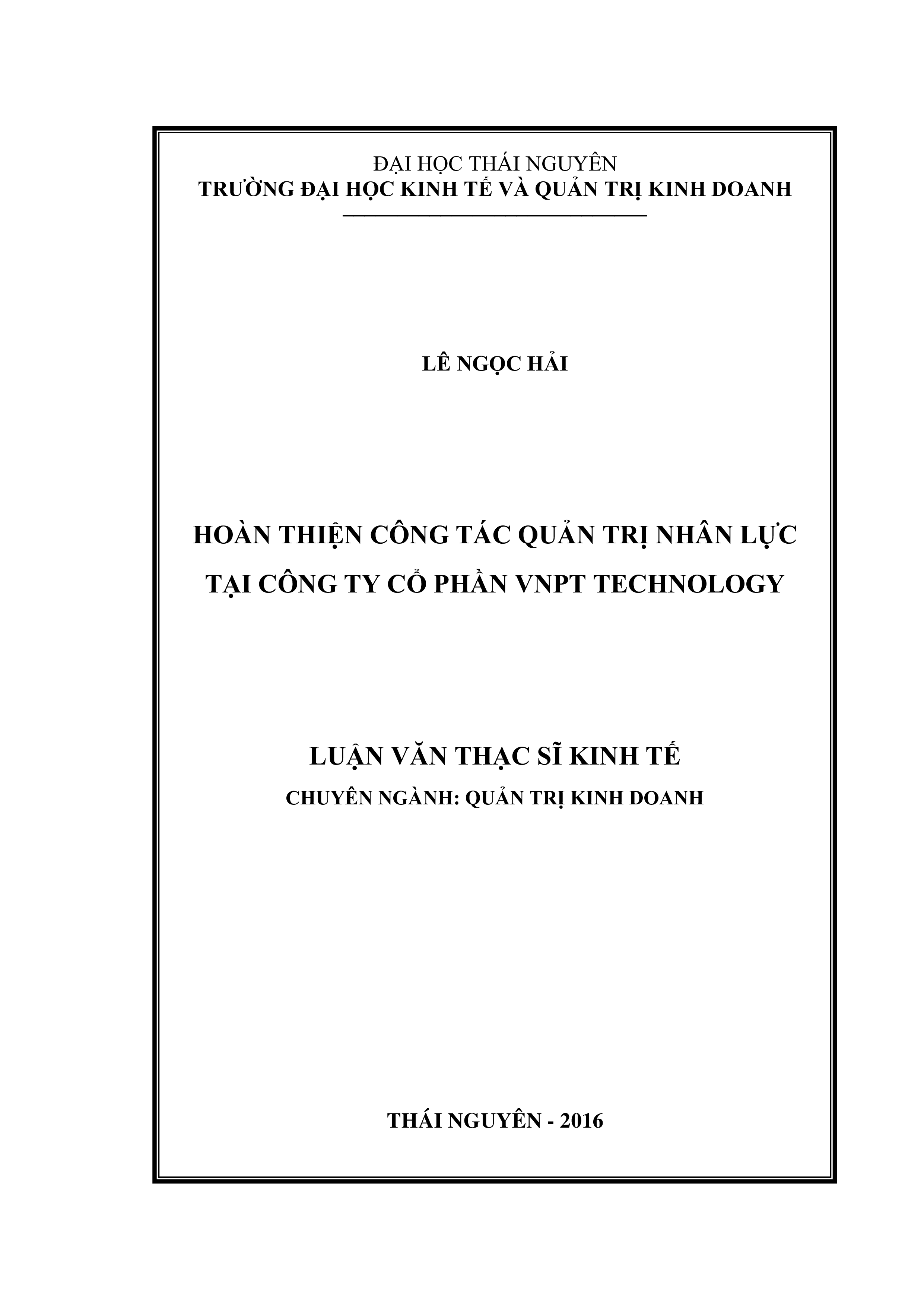 Hoàn thiện công tác quản trị nhân lực tại Công ty Cổ phần VNPT technology