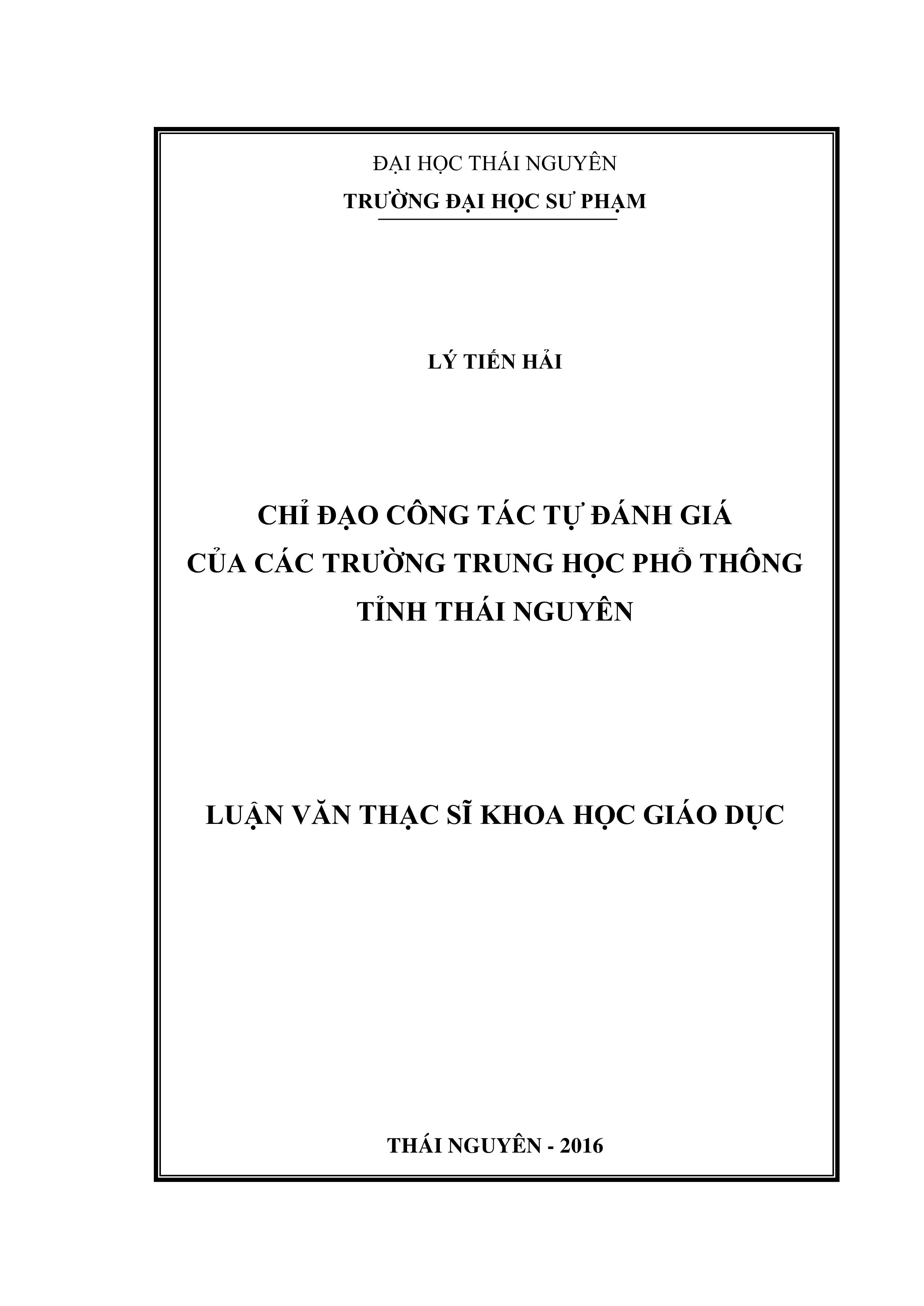 Chỉ đạo  công tác tự đánh giá  của  các  trường  trung học phổ thông  tỉnh Thái Nguyên