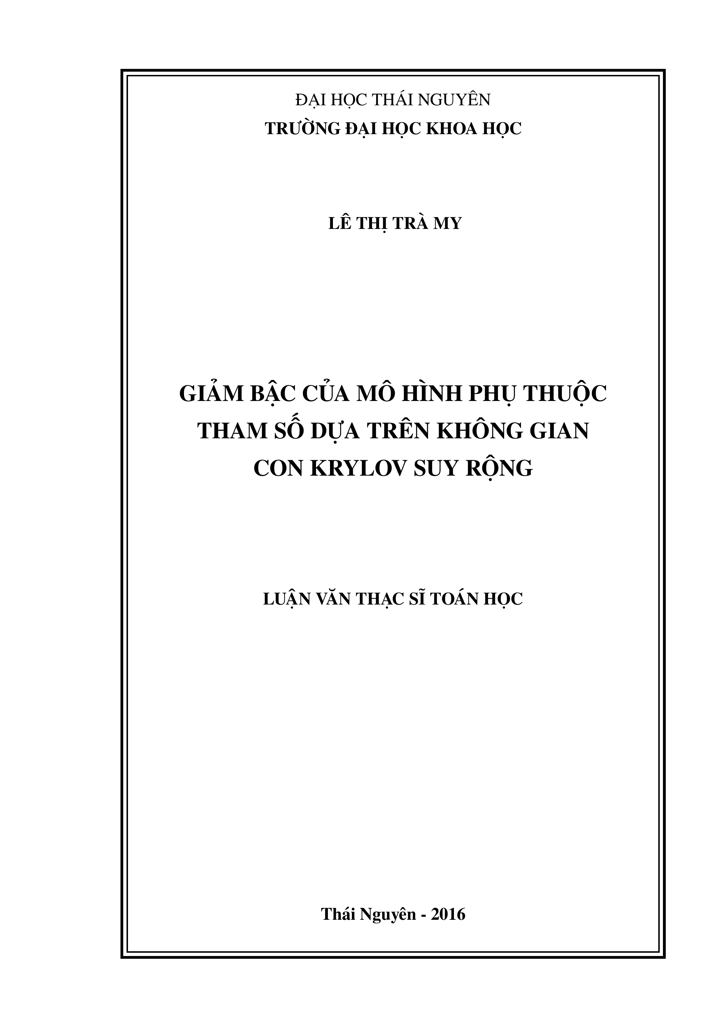 Giảm bậc của mô hình phụ thuộc tham số dựa trên không gian con Krylov suy rộng