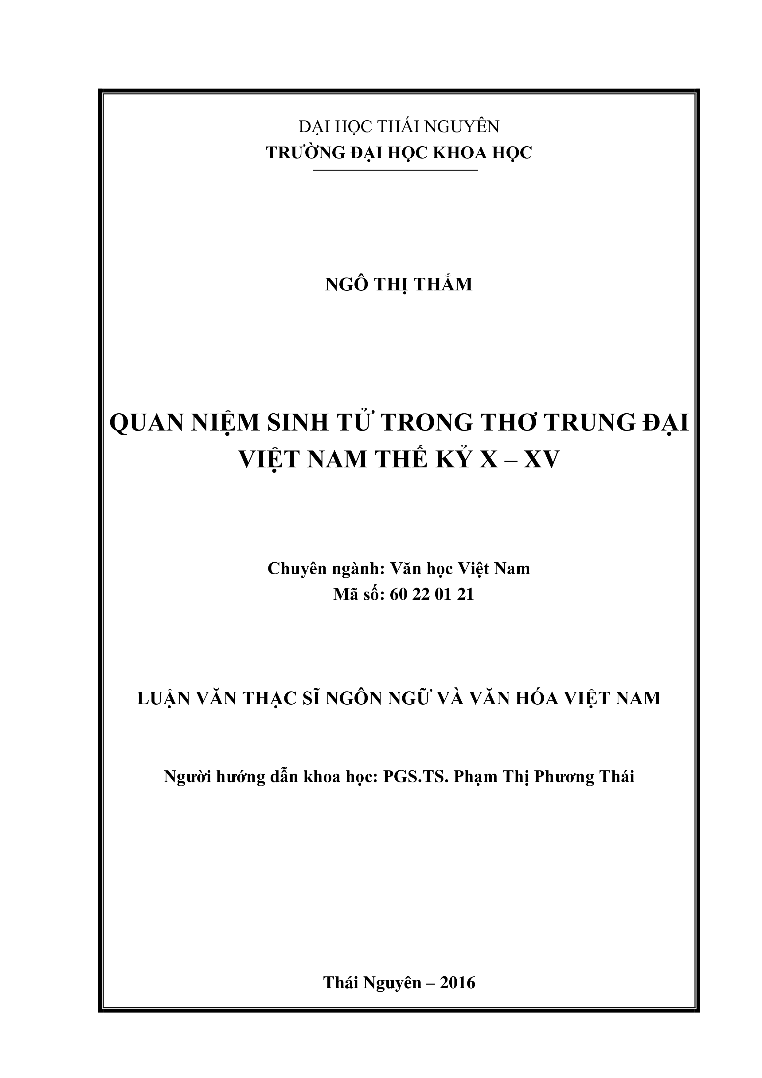 Quan niệm sinh tử trong thơ trung đại Việt Nam thế kỷ X-XV