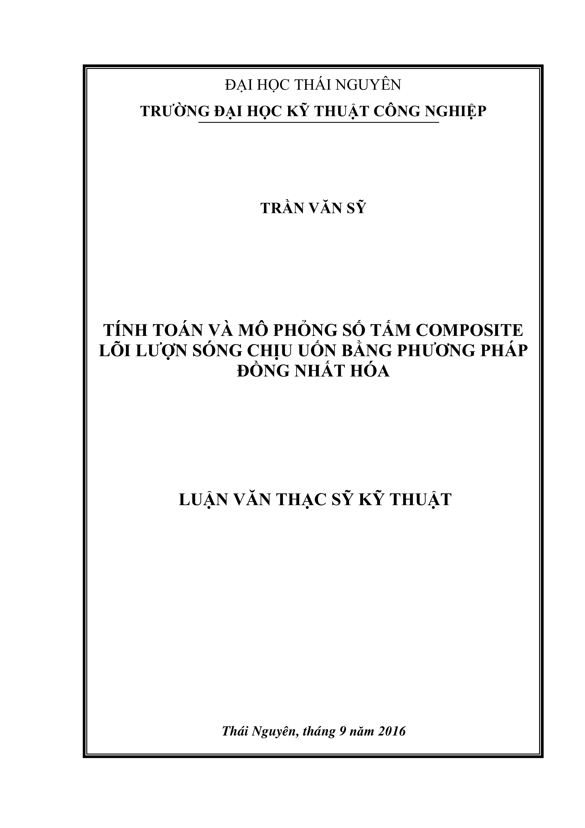 Tính toán và mô phỏng số tấm composite lõi lượn sóng chịu uốn bằng phương pháp đồng nhất hóa