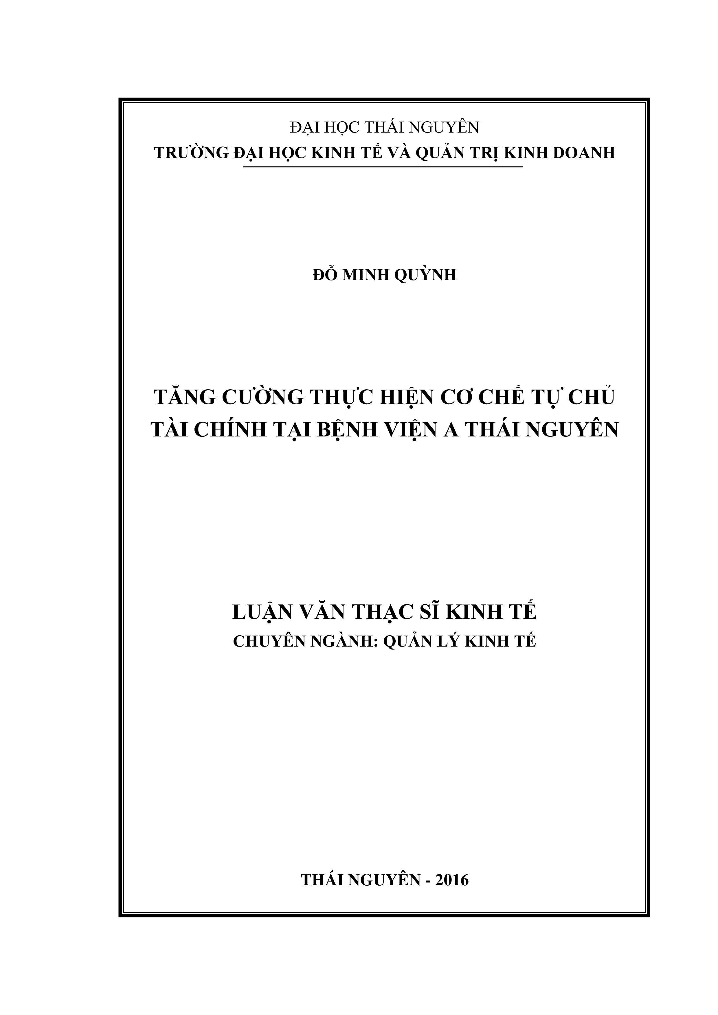 Tăng cường thực hiện tự chủ trong quản lý tài chính tại Bệnh viện  A Thái Nguyên