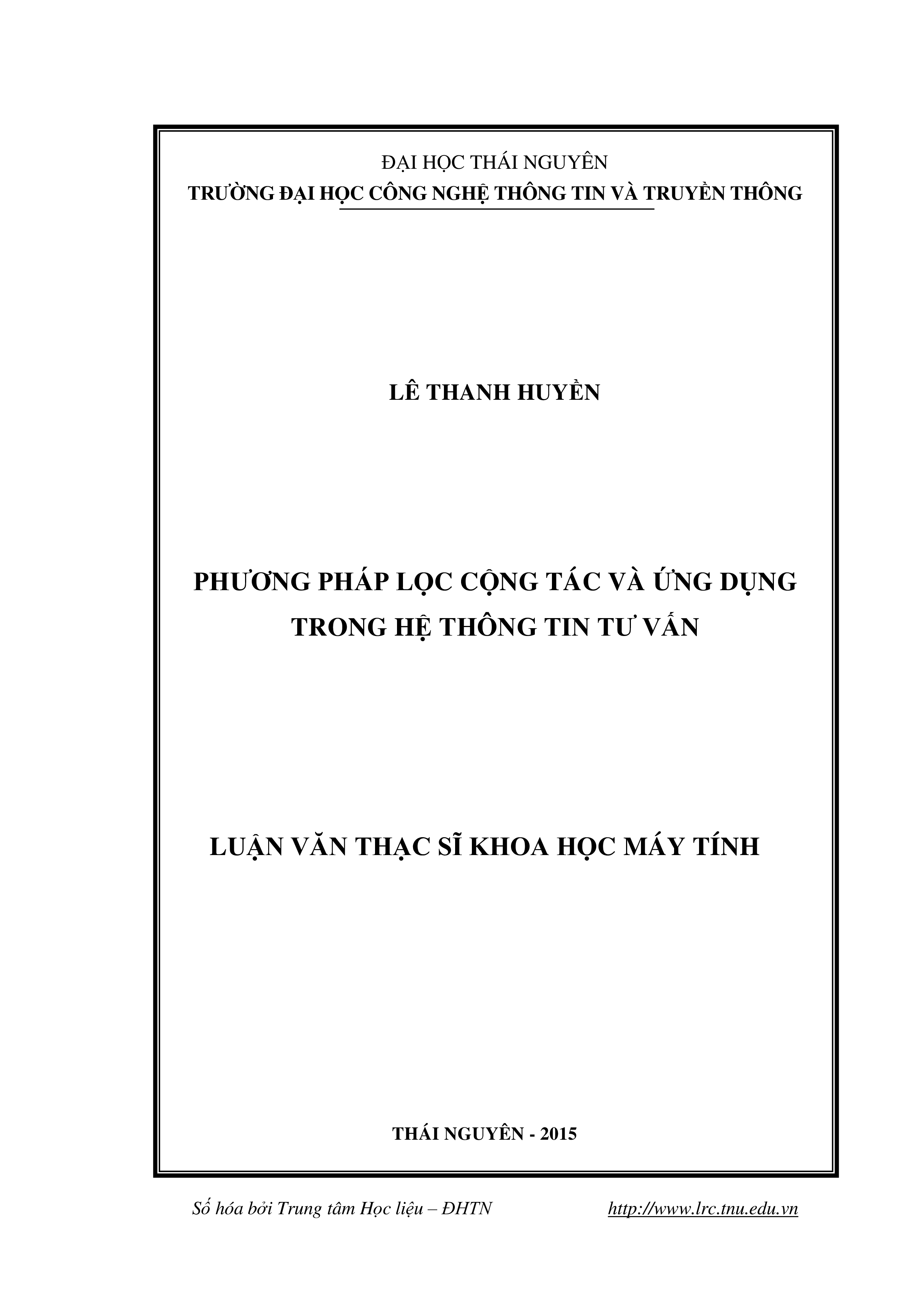 Phương ph p lọc cộng tác và  ứng dụng trong hệ  thông tin tư vấn