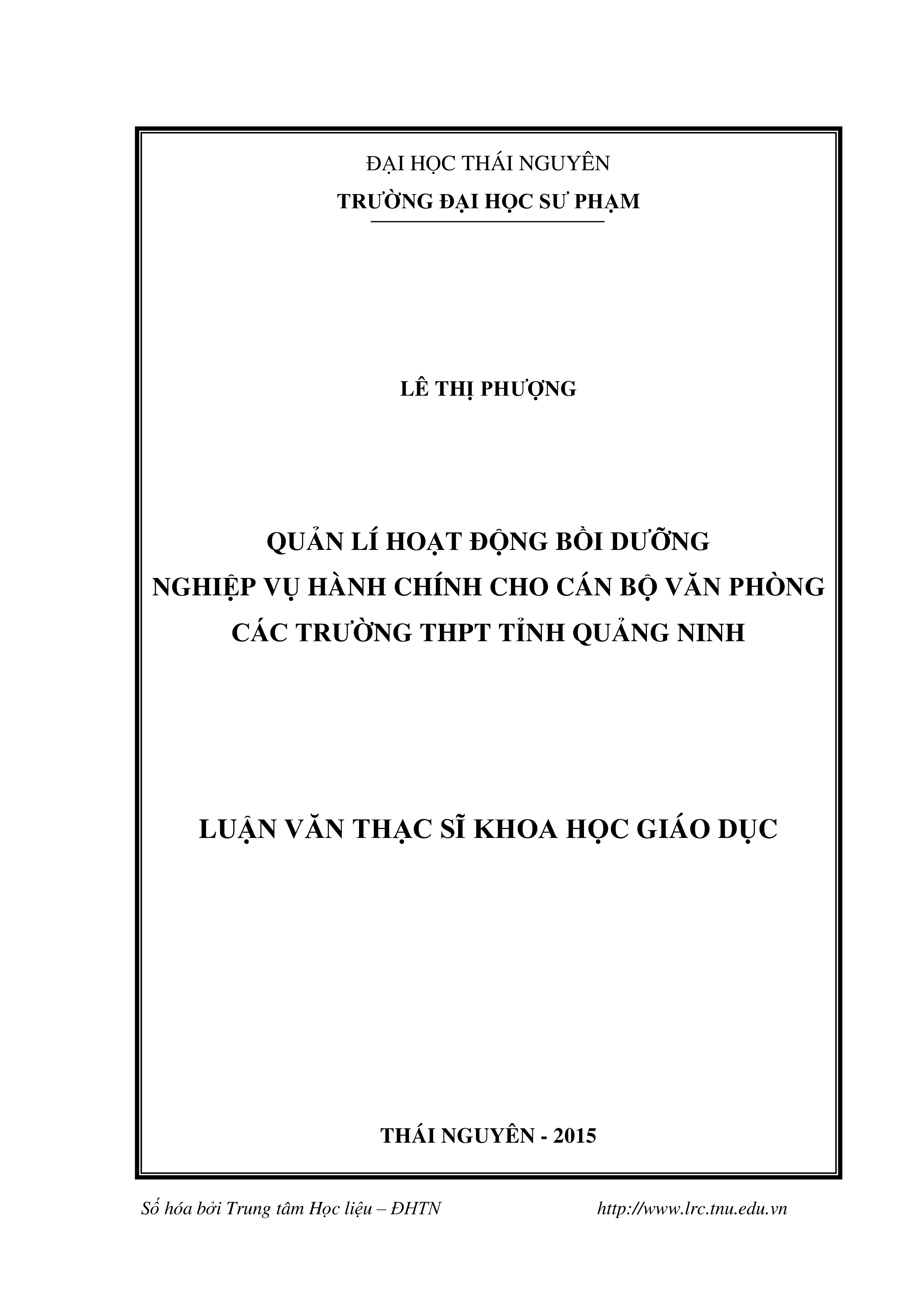 Quản lí hoạt động bồi dưỡng nghiệp vụ hành chính  cho cán bộ văn phòng các trường THPT tỉnh Quảng Ninh