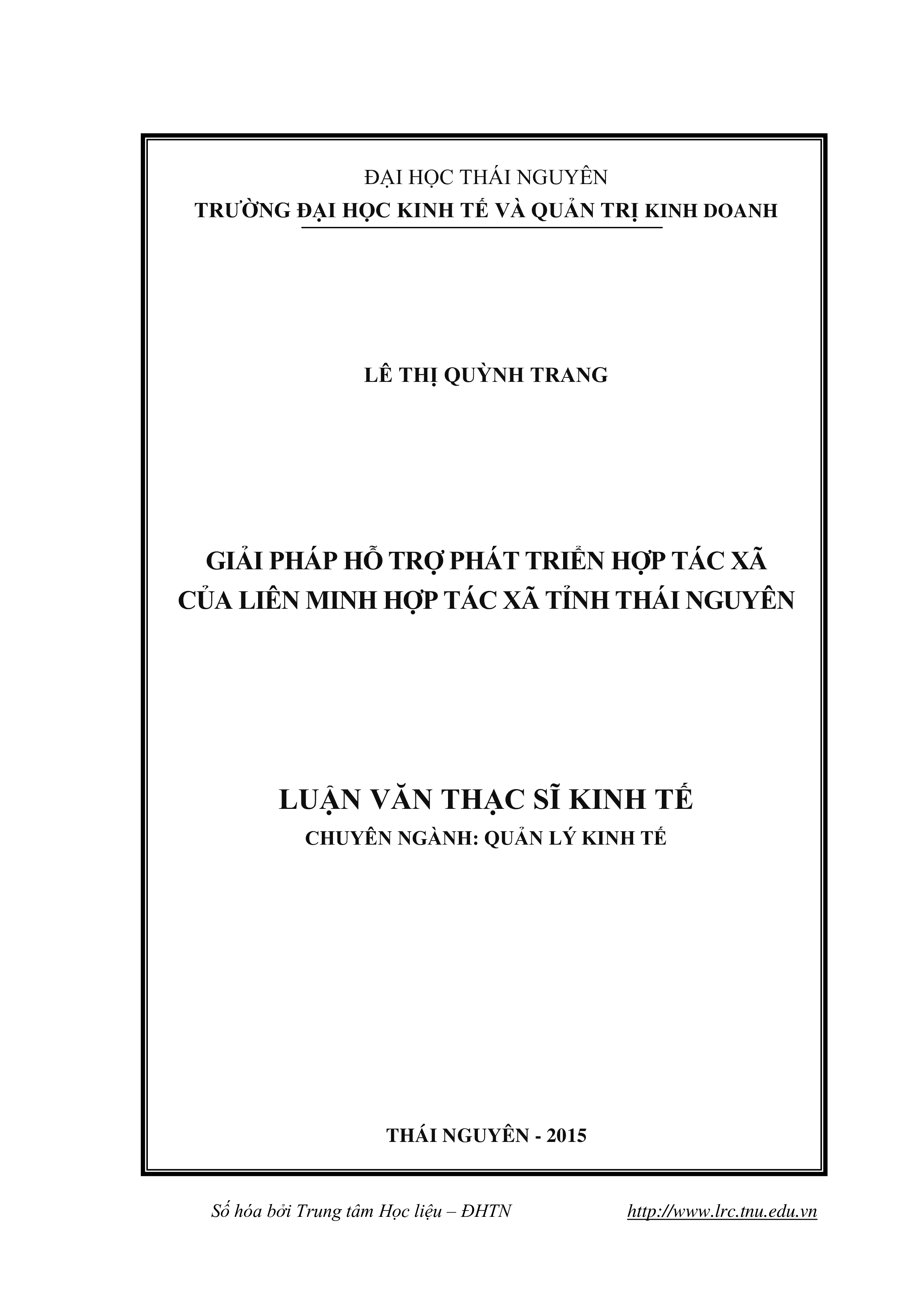Giải pháp hỗ trợ phát triển hợp tác xã của Liên minh hợp tác xã tỉnh Thái Nguyên
